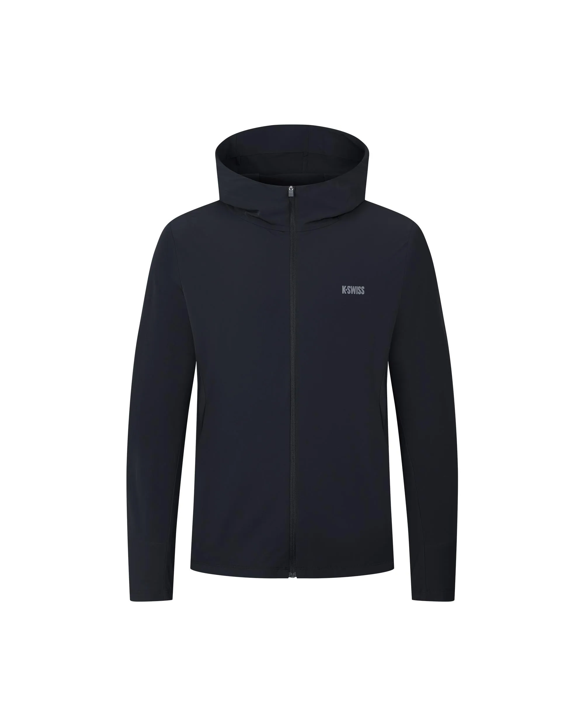 1011569-008 | MEN'S K-SWISS LOGO UPF50  COOL FEEL HOODED JACKET | BLACK