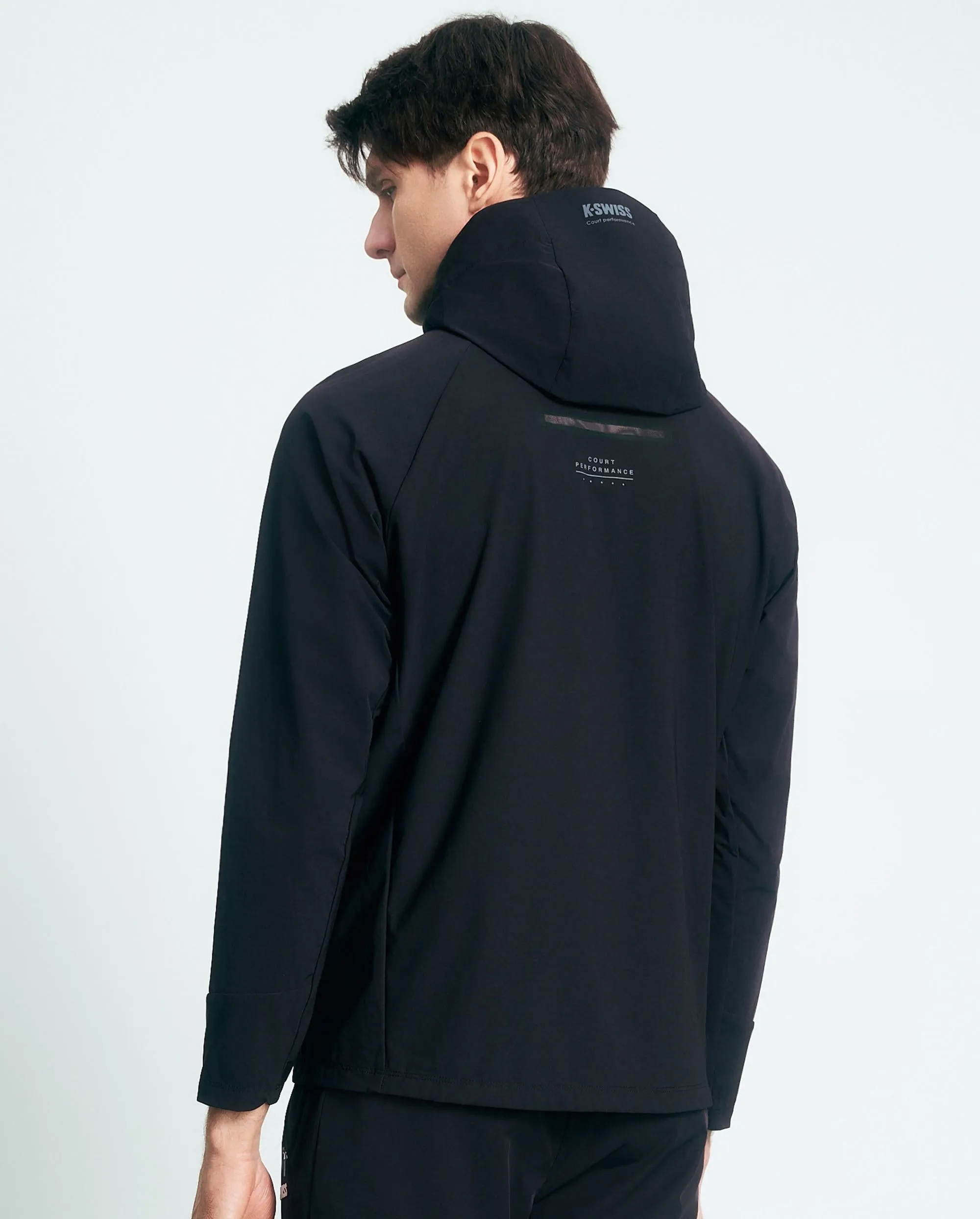 1011569-008 | MEN'S K-SWISS LOGO UPF50  COOL FEEL HOODED JACKET | BLACK