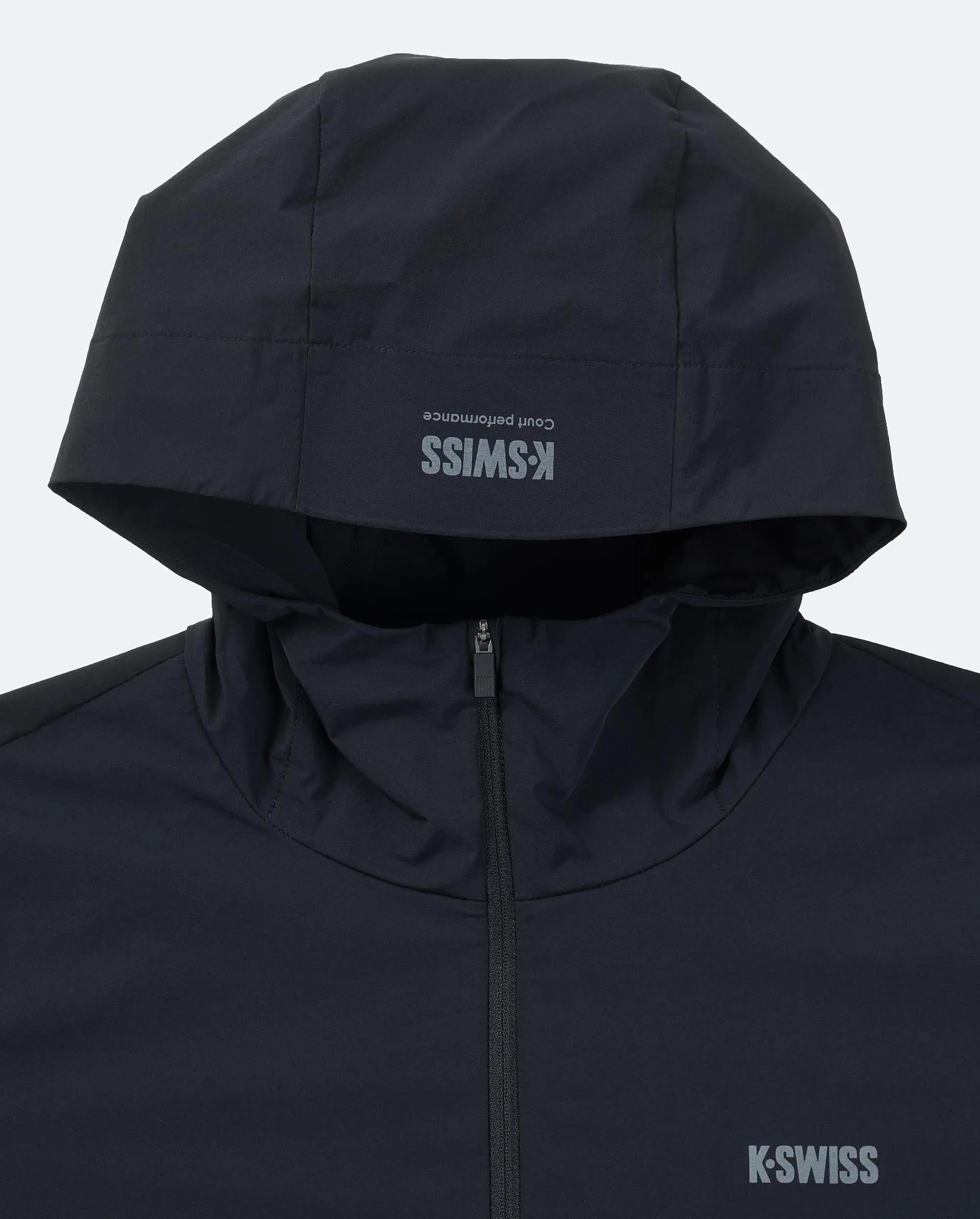 1011569-008 | MEN'S K-SWISS LOGO UPF50  COOL FEEL HOODED JACKET | BLACK