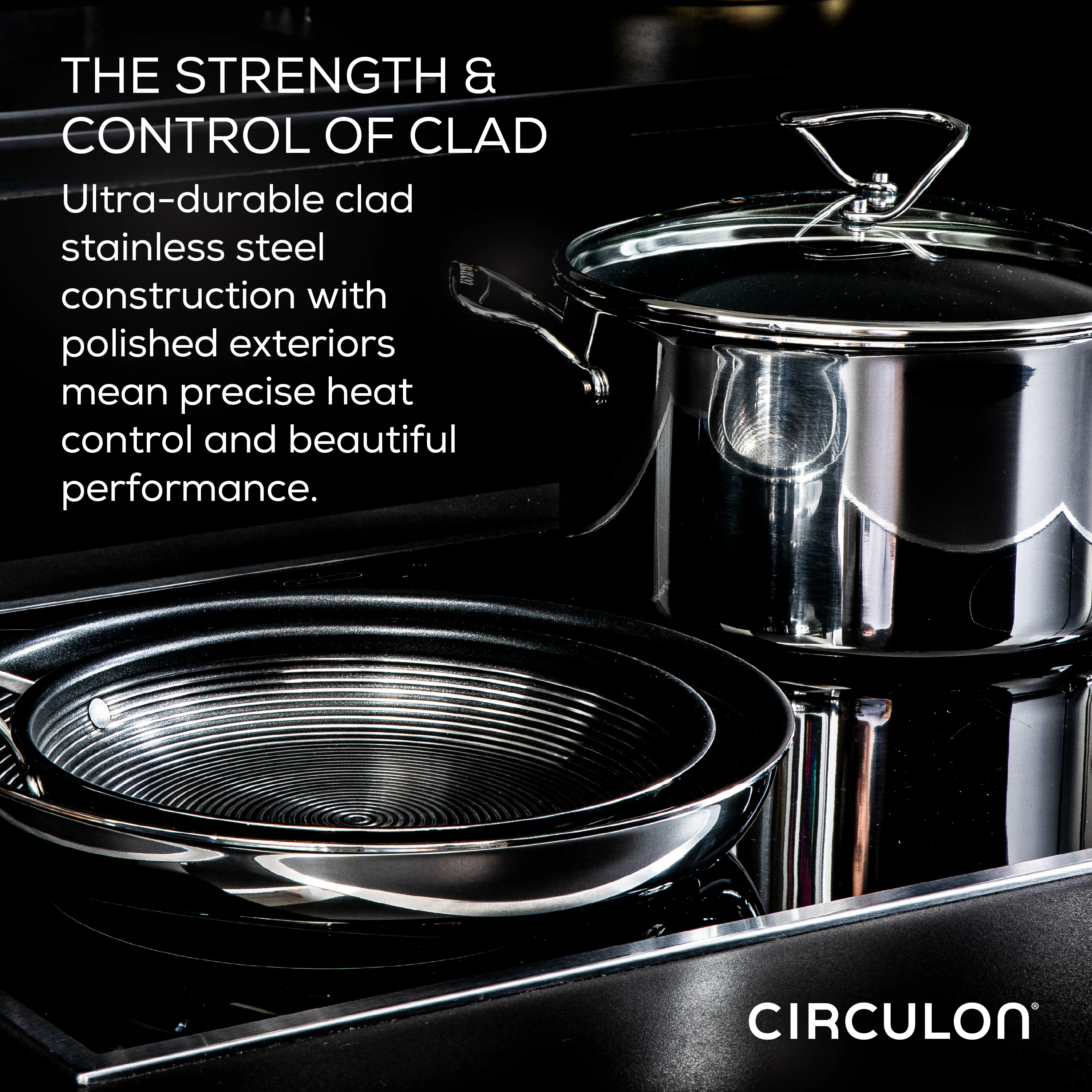 11-Piece Clad Stainless Steel and Hybrid Nonstick Cookware Set