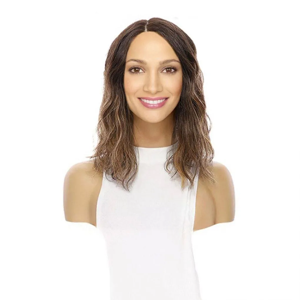 16" Divine Lace Top Topper Dark Brown Balayage Wavy