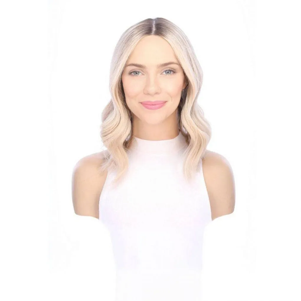 16" Divine Lace Top Topper Platinum Blonde w/ Reverse Balayage