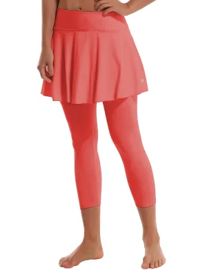 19" Capris Tennis Golf Skirted Leggings with Pockets coral_Golf