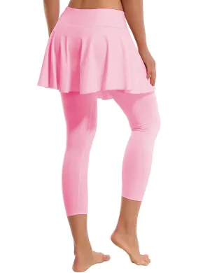 19" Capris Tennis Golf Skirted Leggings with Pockets lightpink_Golf