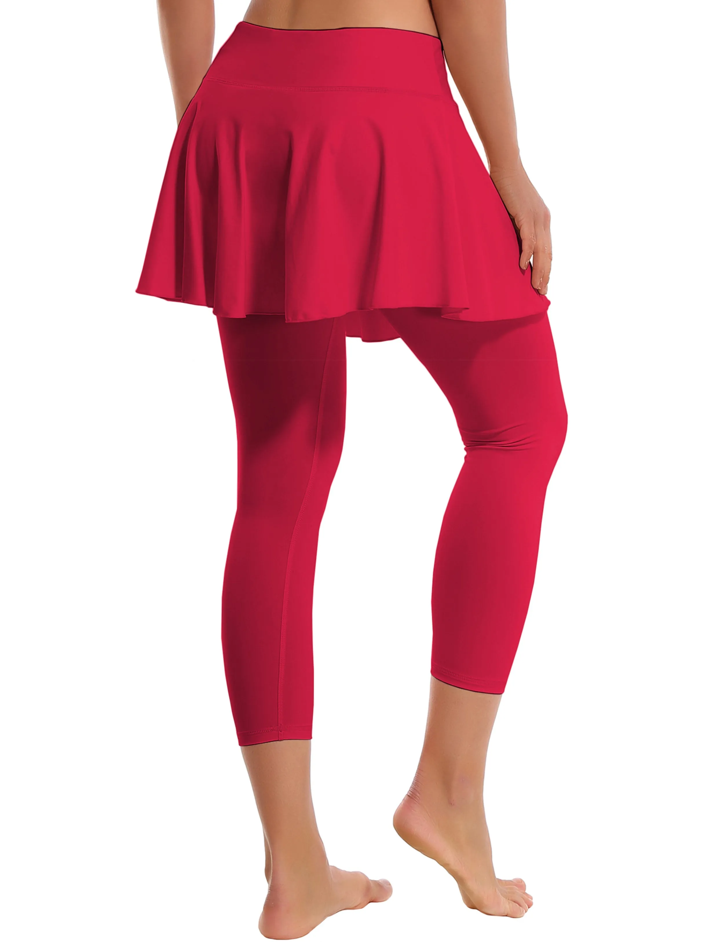 19" Capris Tennis Golf Skirted Leggings with Pockets rosecoral_Golf