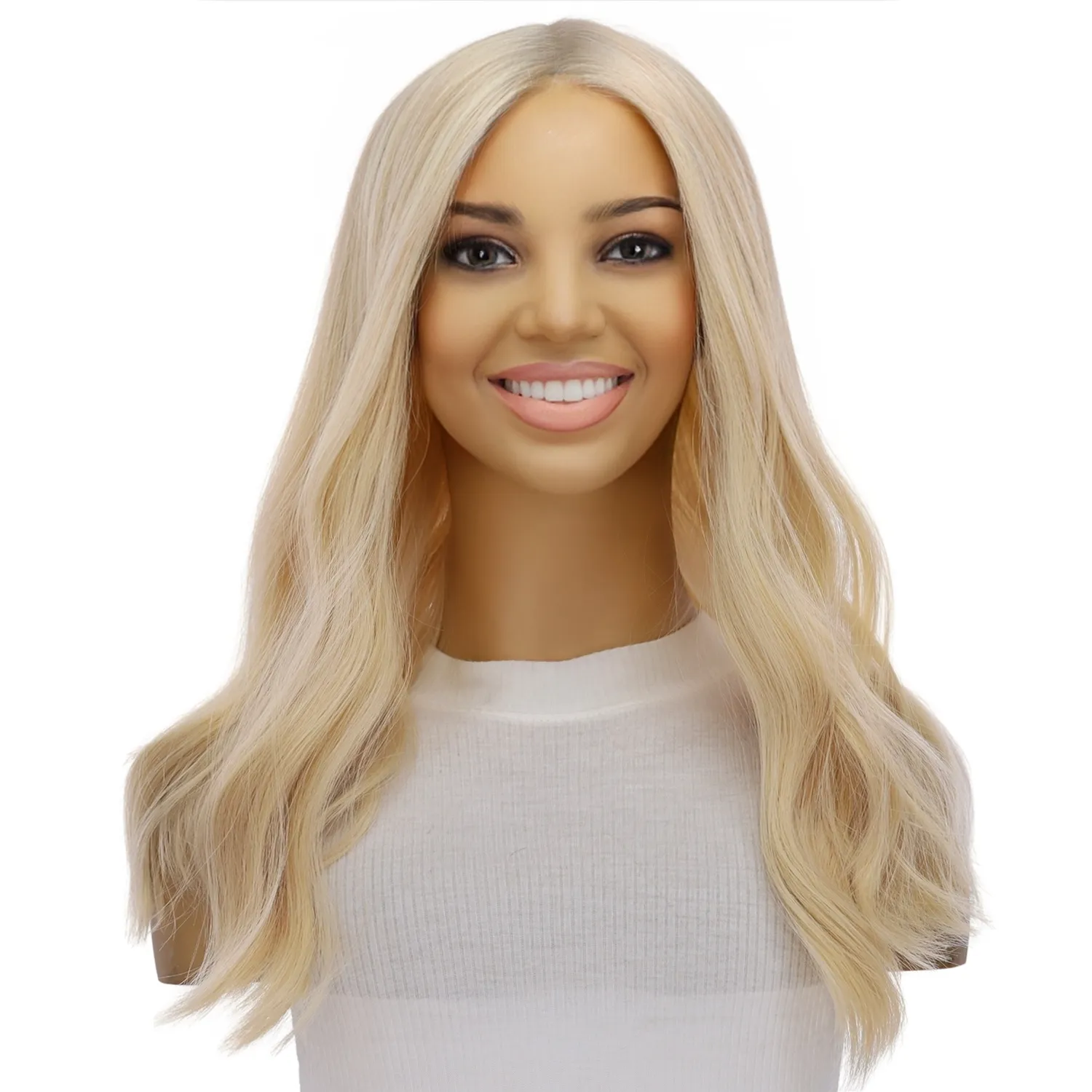 20" Divine Lace Top Topper Warm Platinum Blonde No Roots