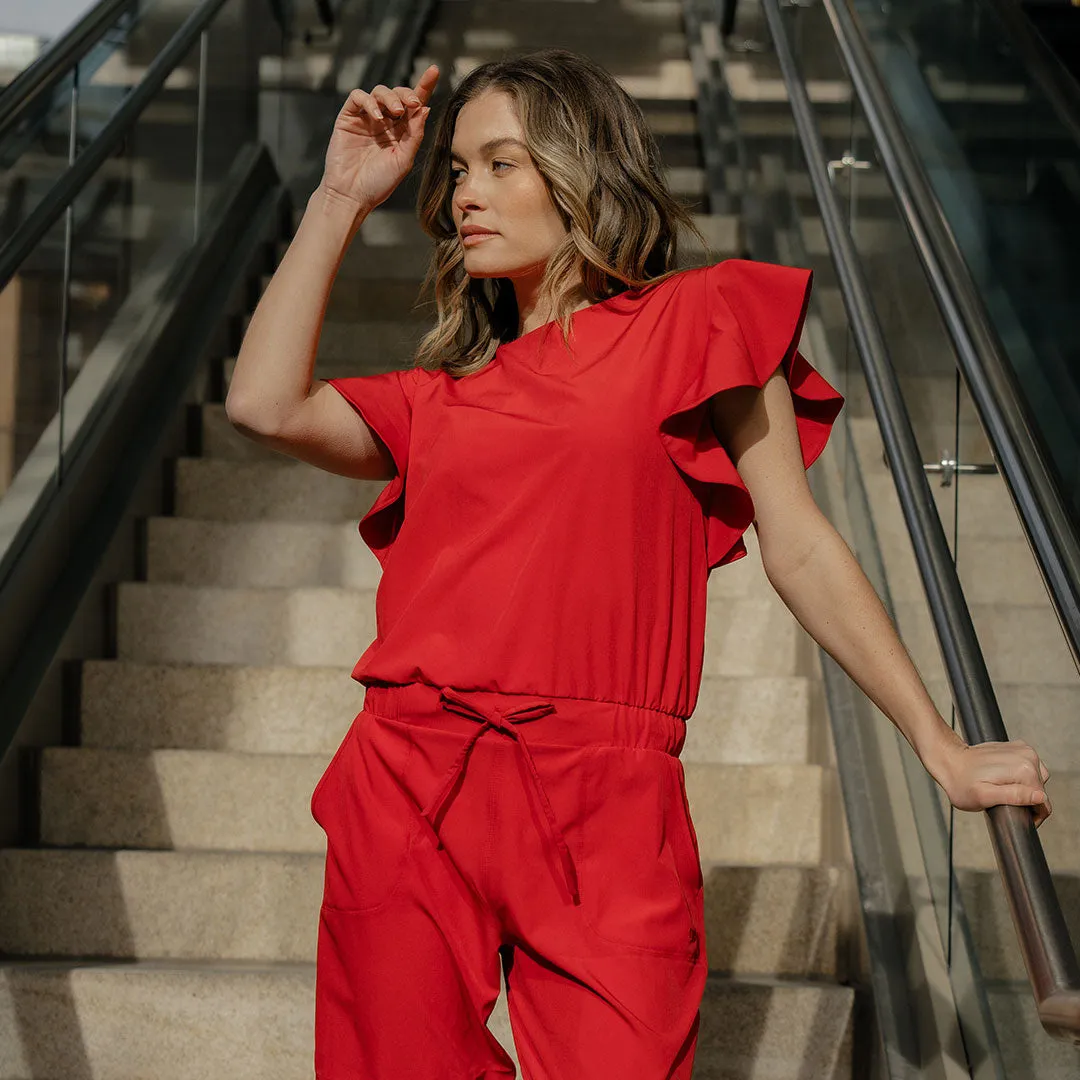9 to 9 Jumpsuit, Crimson