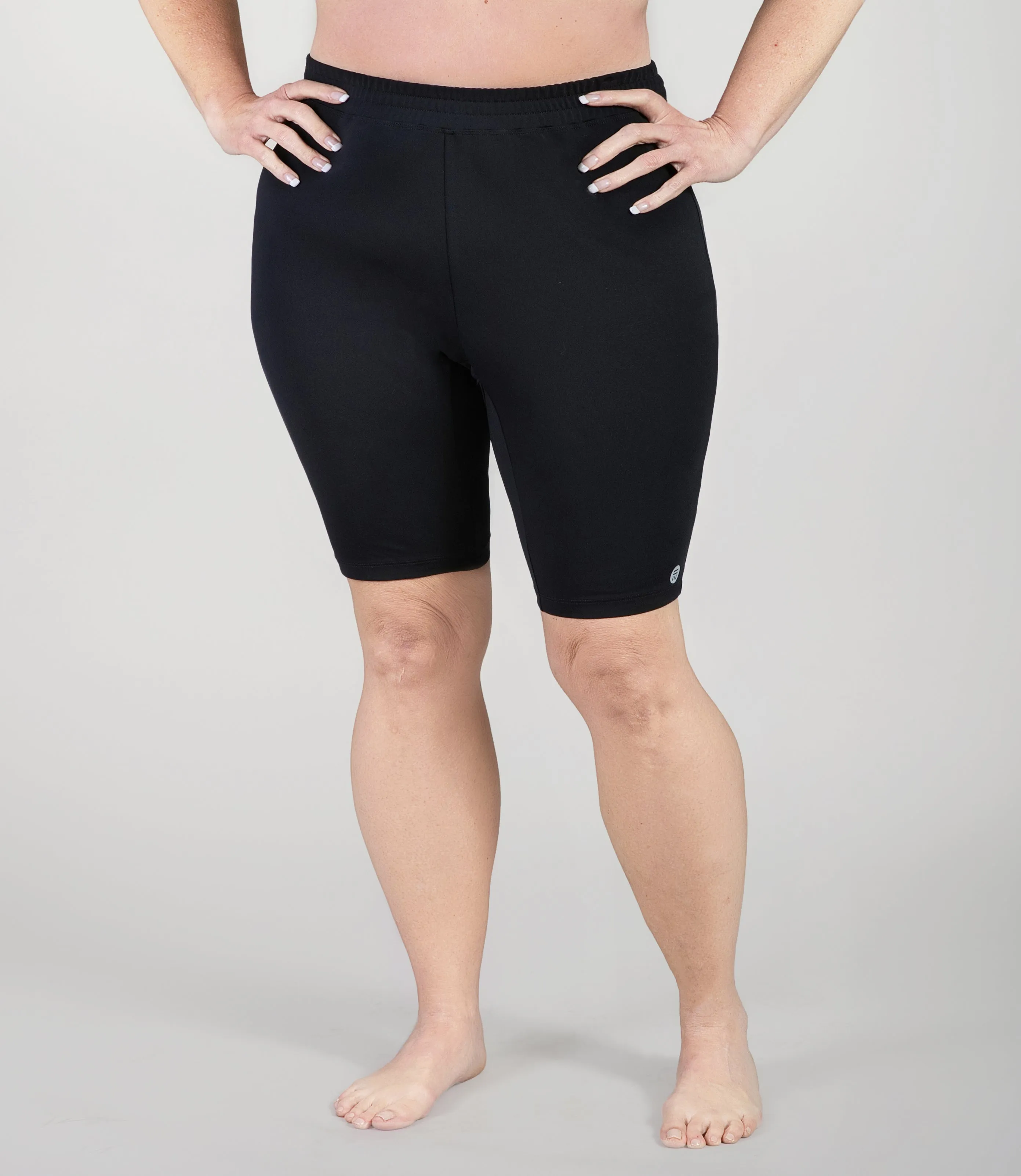 AquaSport High Waist Fitted Swim Shorts Black
