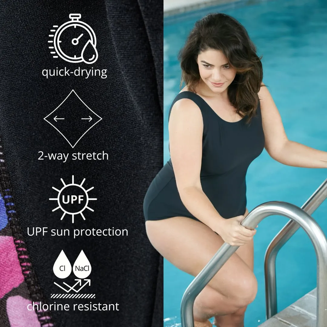 AquaSport High Waist Fitted Swim Shorts Black