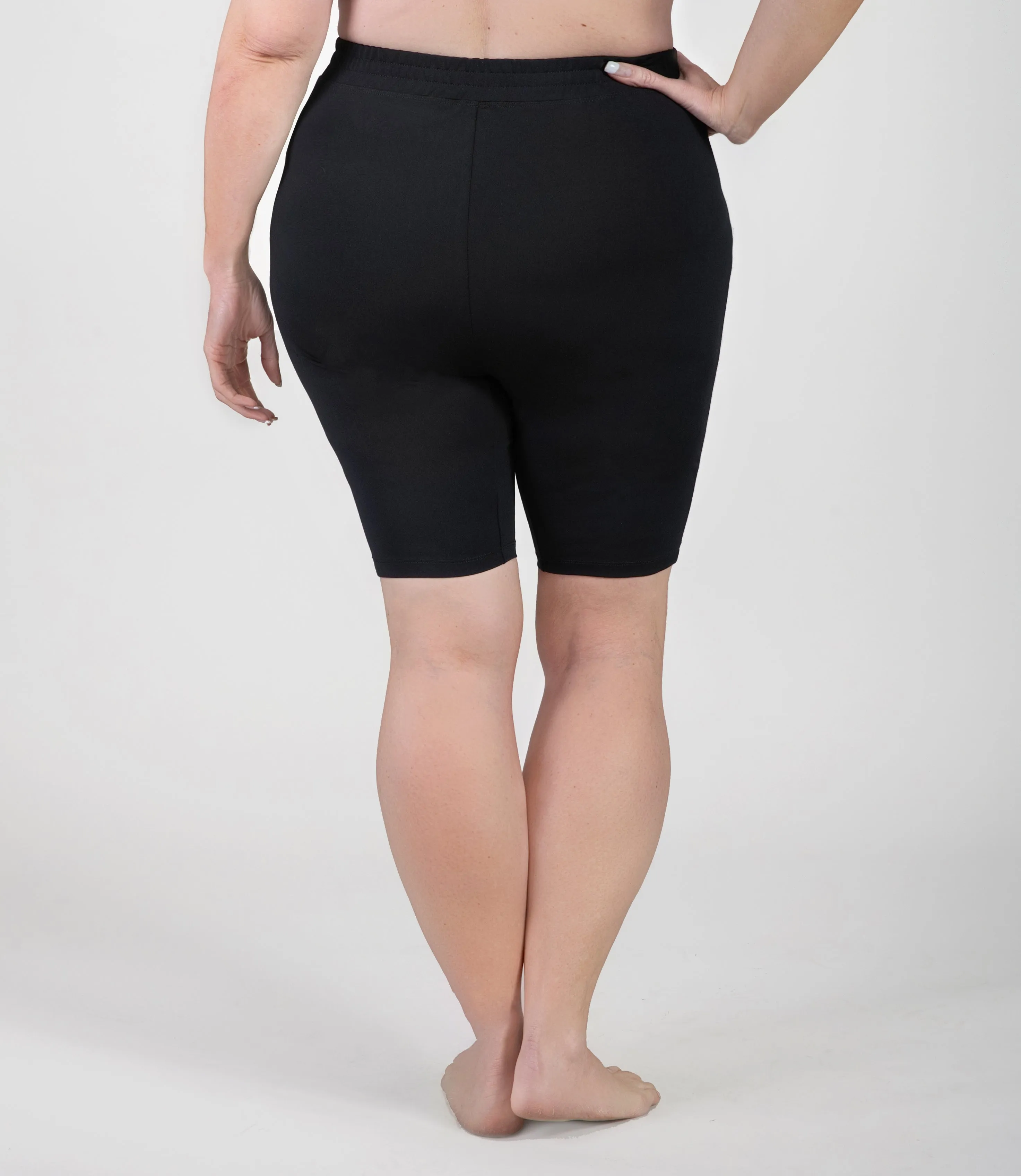 AquaSport High Waist Fitted Swim Shorts Black