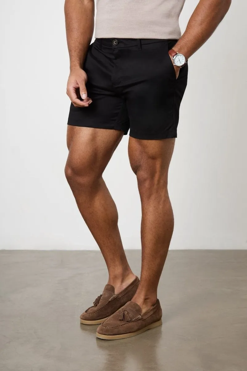 Athletic Fit Chino Shorts 5'' in Black