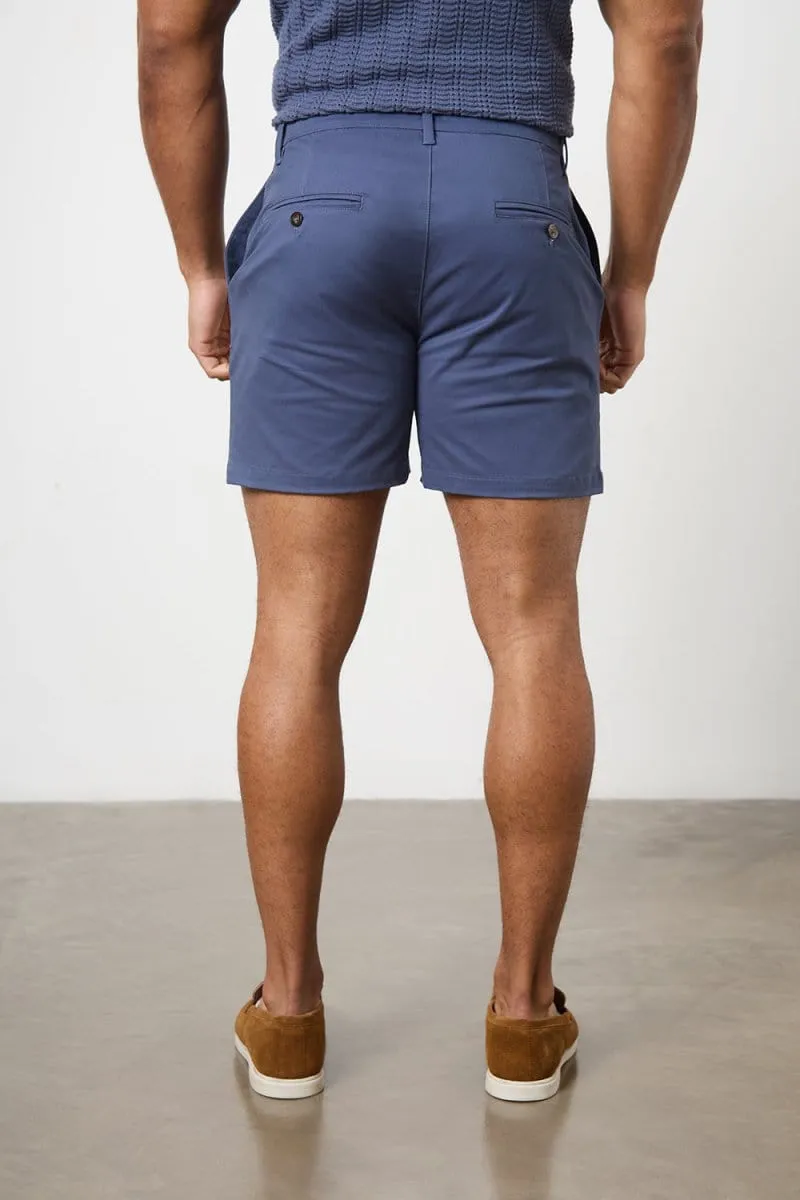 Athletic Fit Chino Shorts 5" in Airforce
