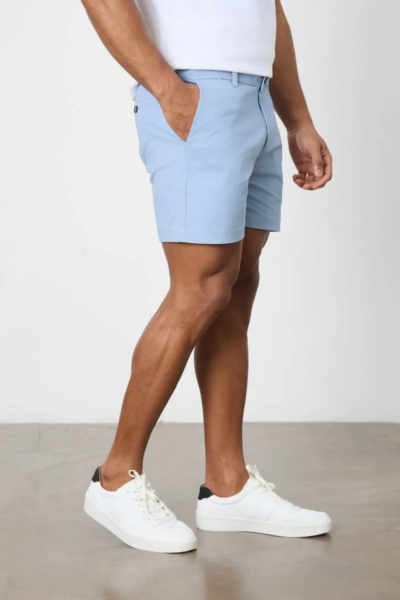 Athletic Fit Chino Shorts 5" in Light Blue