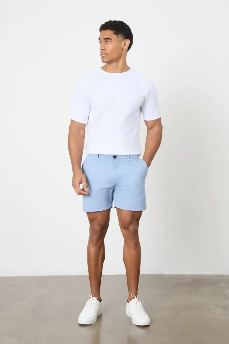 Athletic Fit Chino Shorts 5" in Light Blue