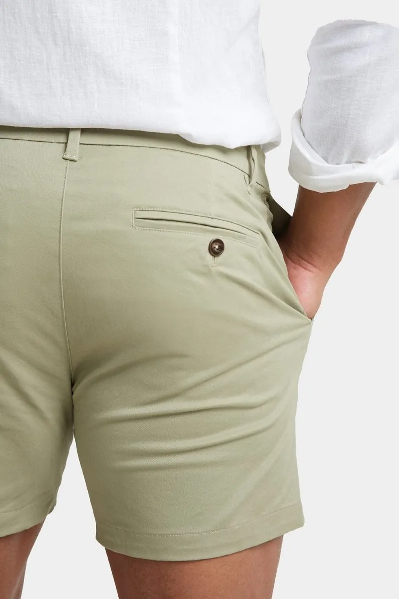 Athletic Fit Chino Shorts 5" in Sage