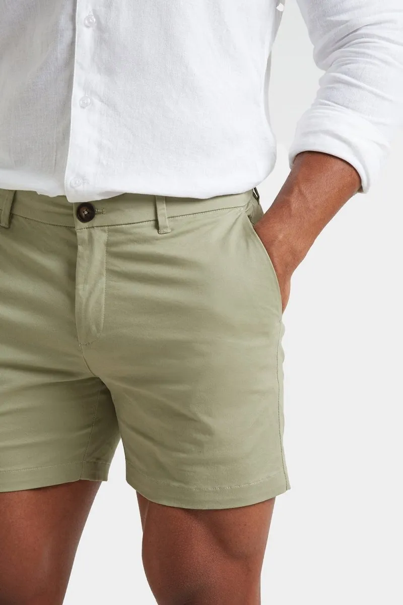 Athletic Fit Chino Shorts 5" in Sage