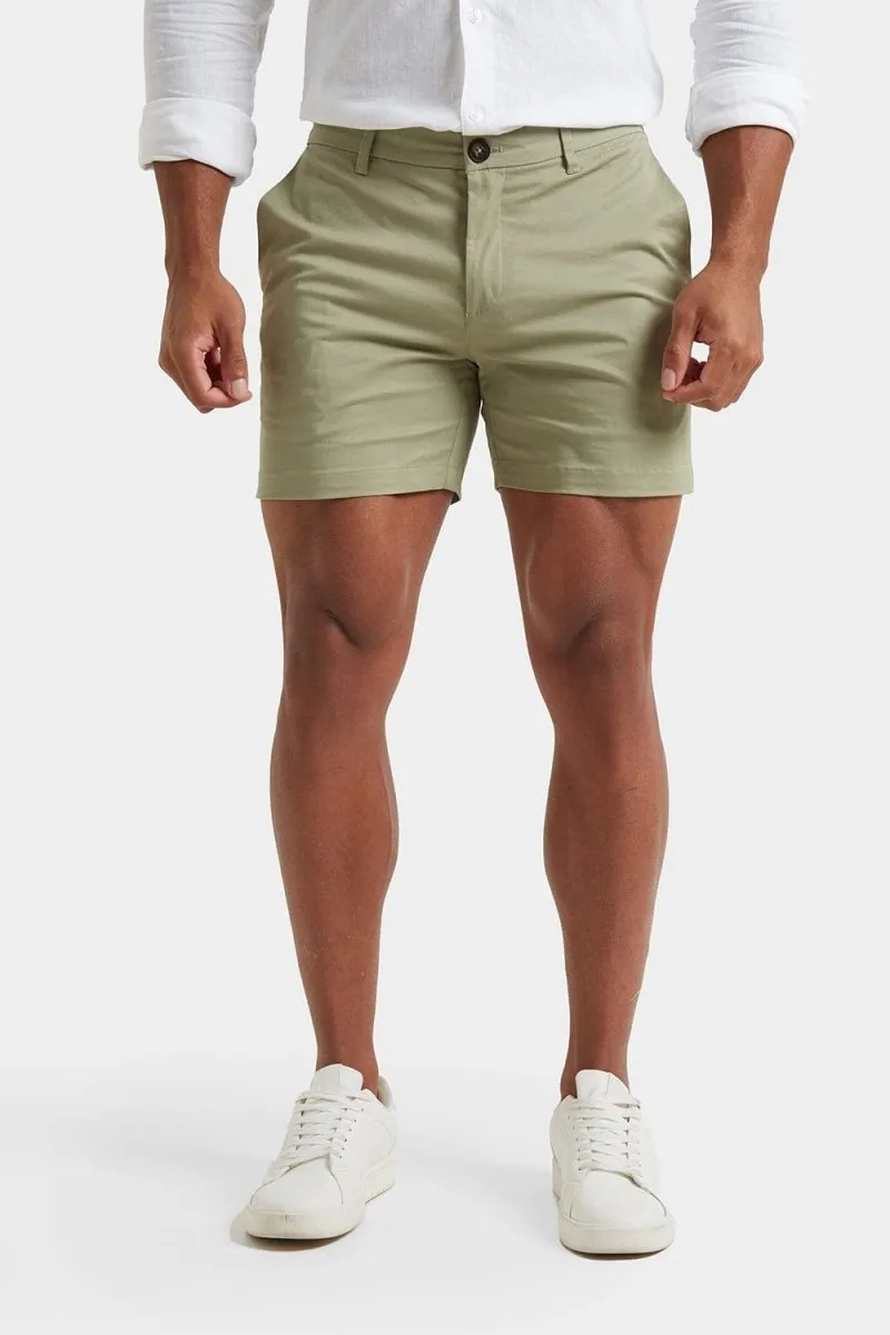 Athletic Fit Chino Shorts 5" in Sage