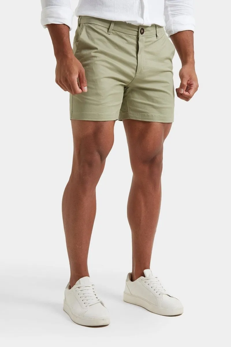 Athletic Fit Chino Shorts 5" in Sage