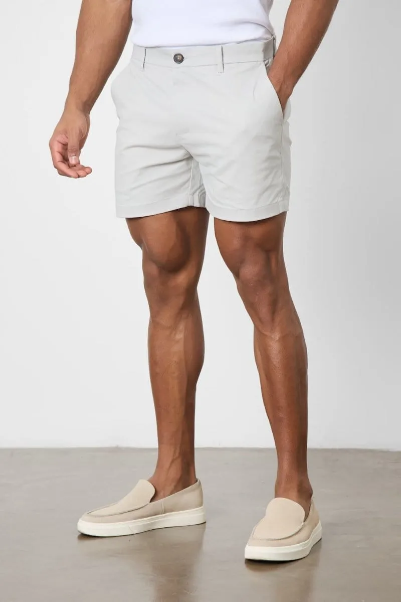 Athletic Fit Chino Shorts 5" in Silver Grey