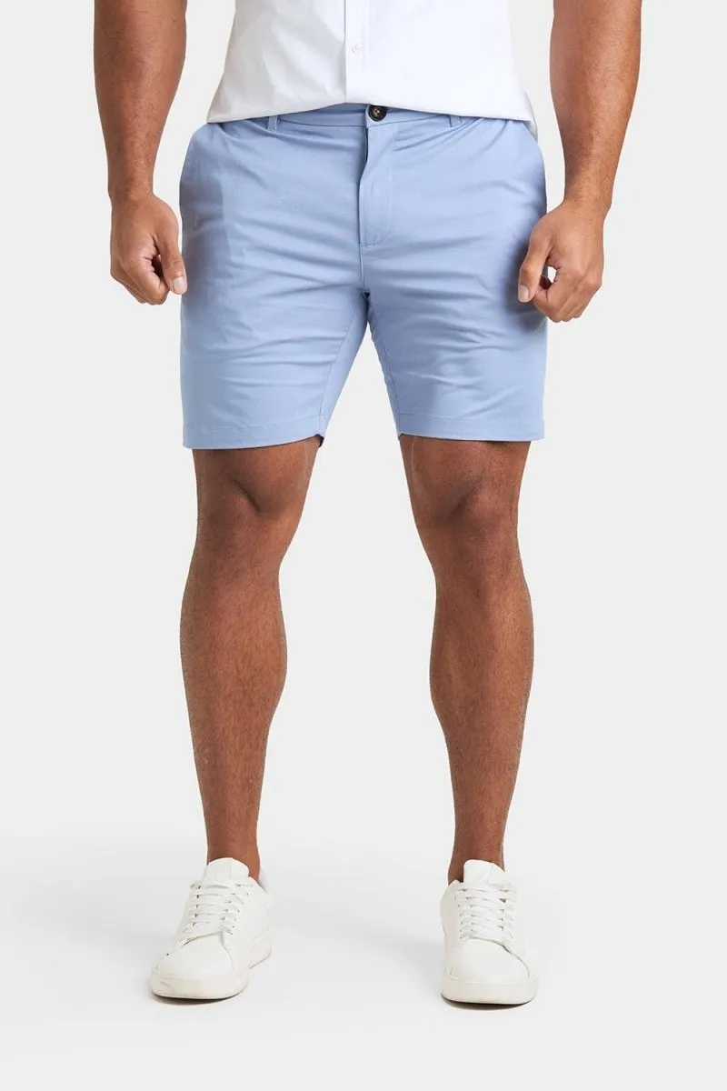 Athletic Fit Chino Shorts 7'' in Light Blue