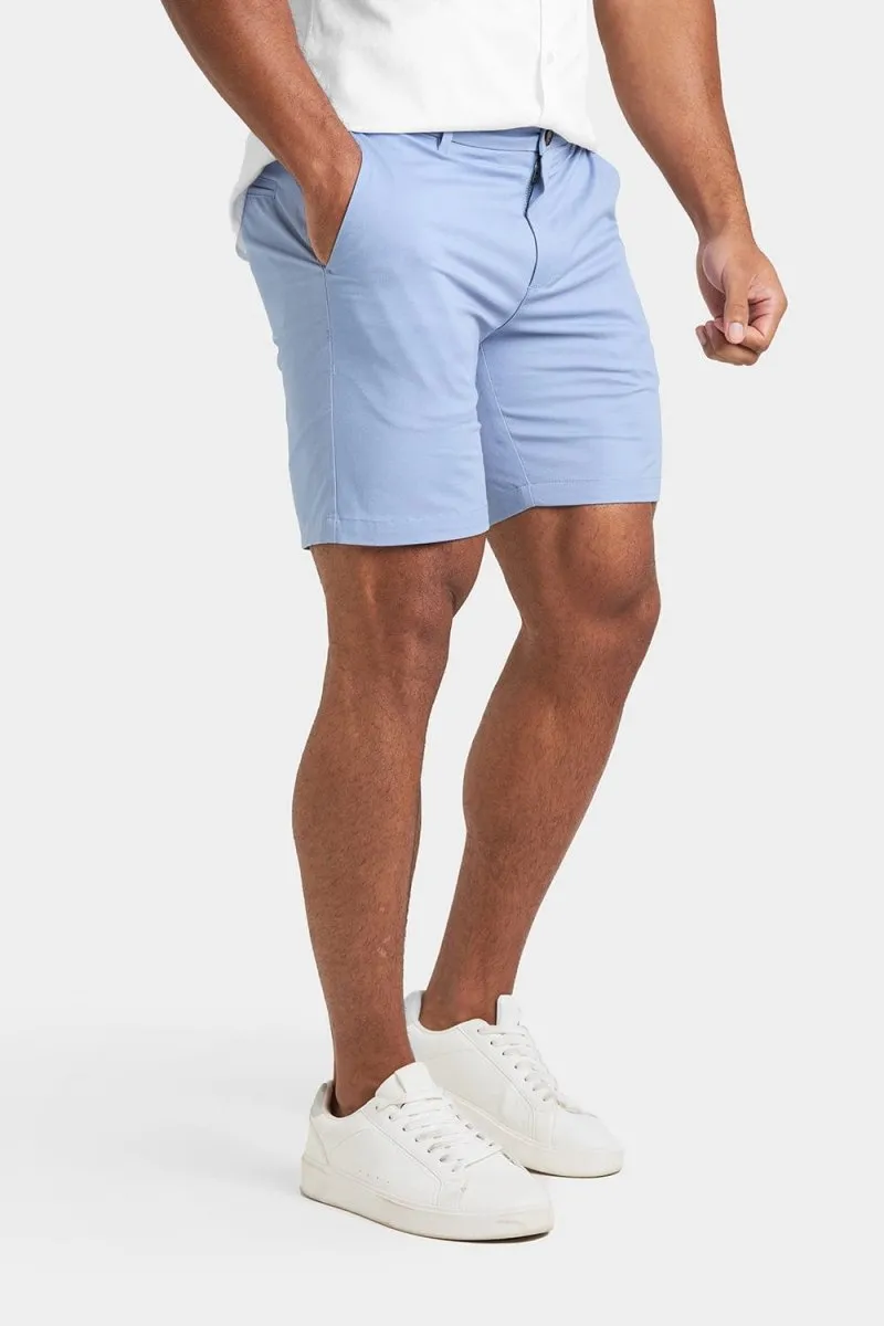 Athletic Fit Chino Shorts 7'' in Light Blue