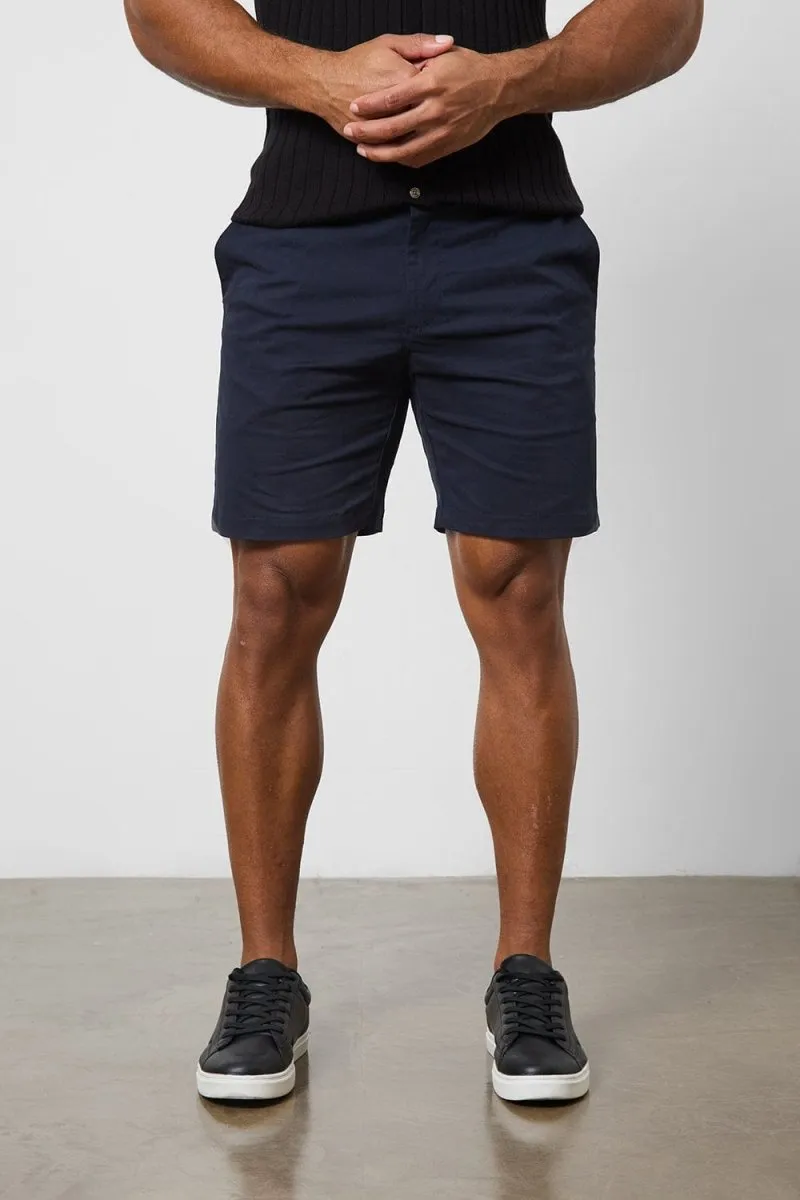 Athletic Fit Chino Shorts 7'' in Navy