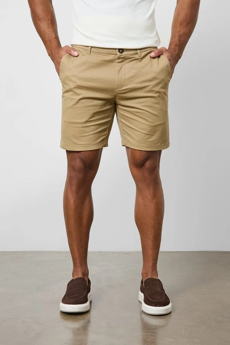 Athletic Fit Chino Shorts 7" in Dark Sand