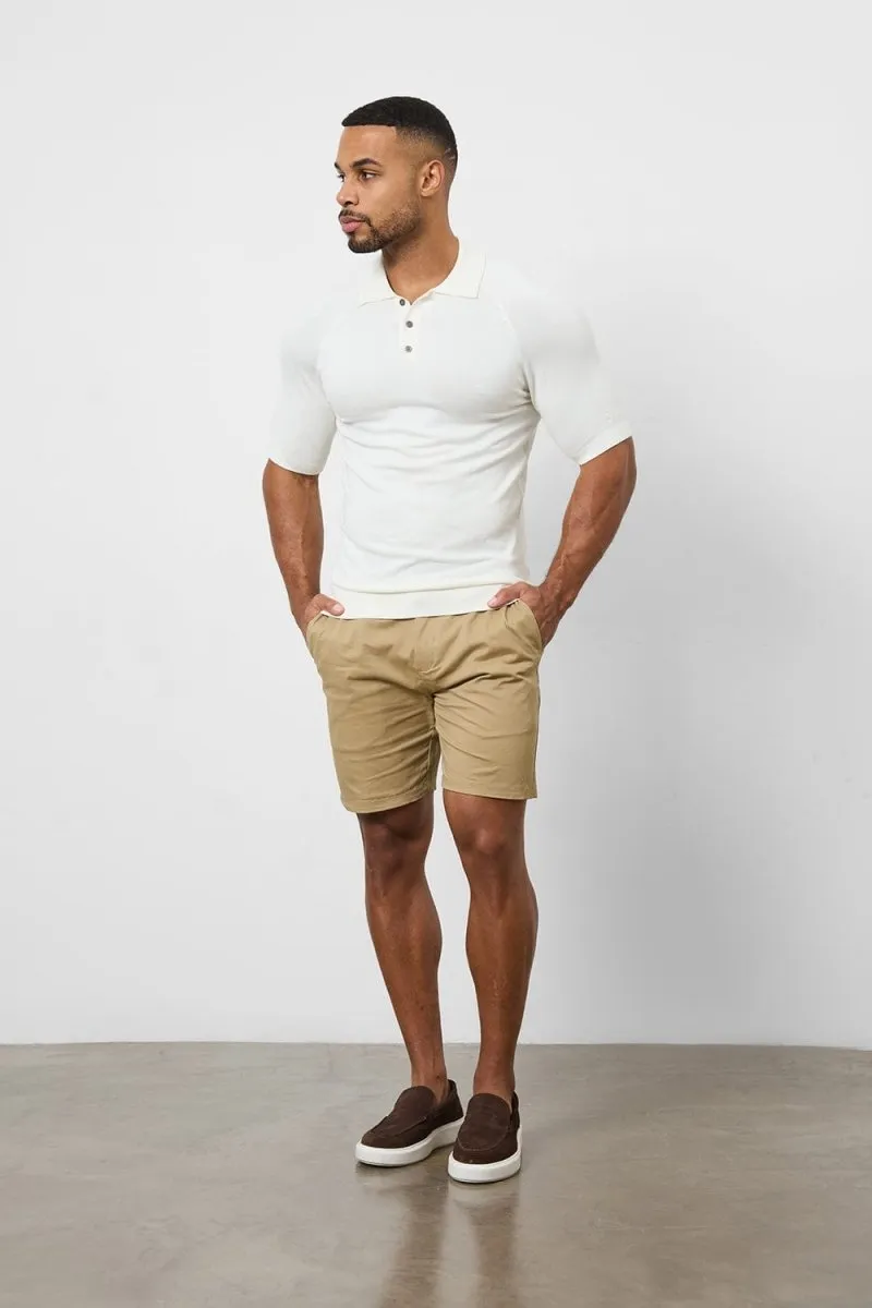 Athletic Fit Chino Shorts 7" in Dark Sand