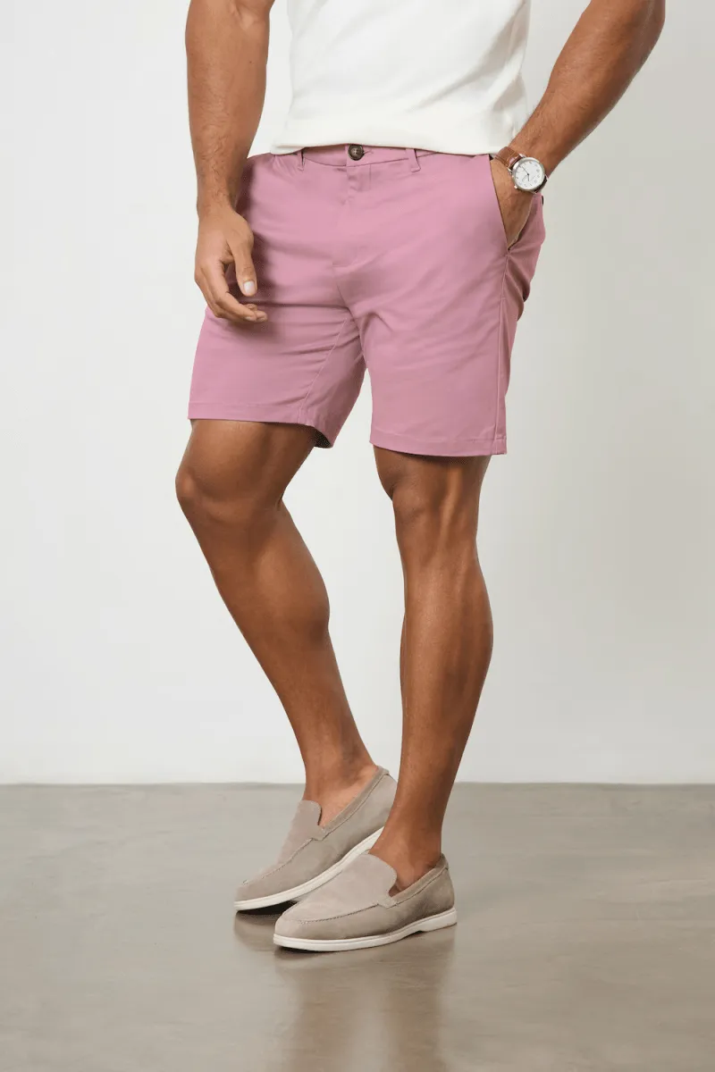 Athletic Fit Chino Shorts 7" in Dusky Pink