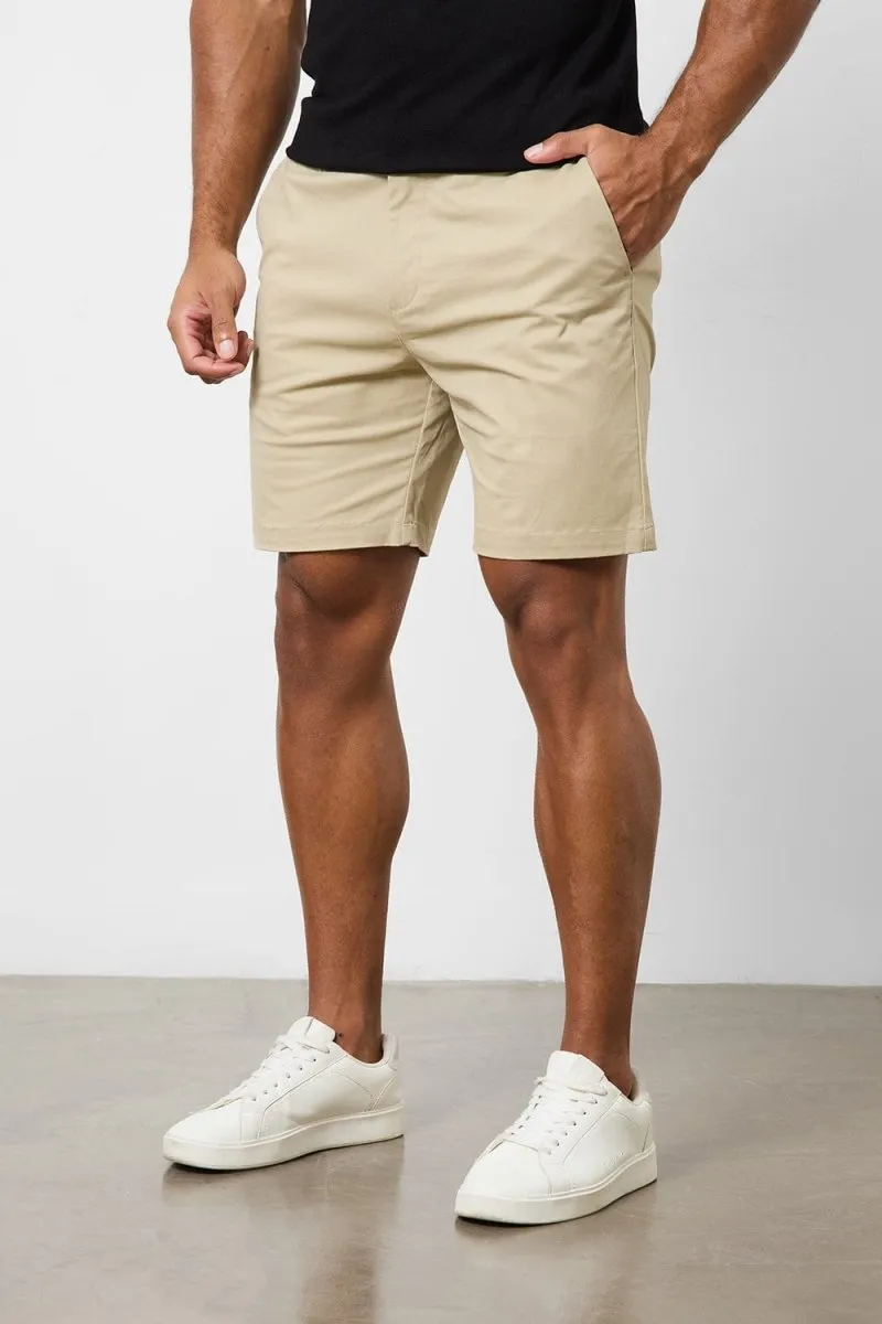 Athletic Fit Chino Shorts 7" in Stone