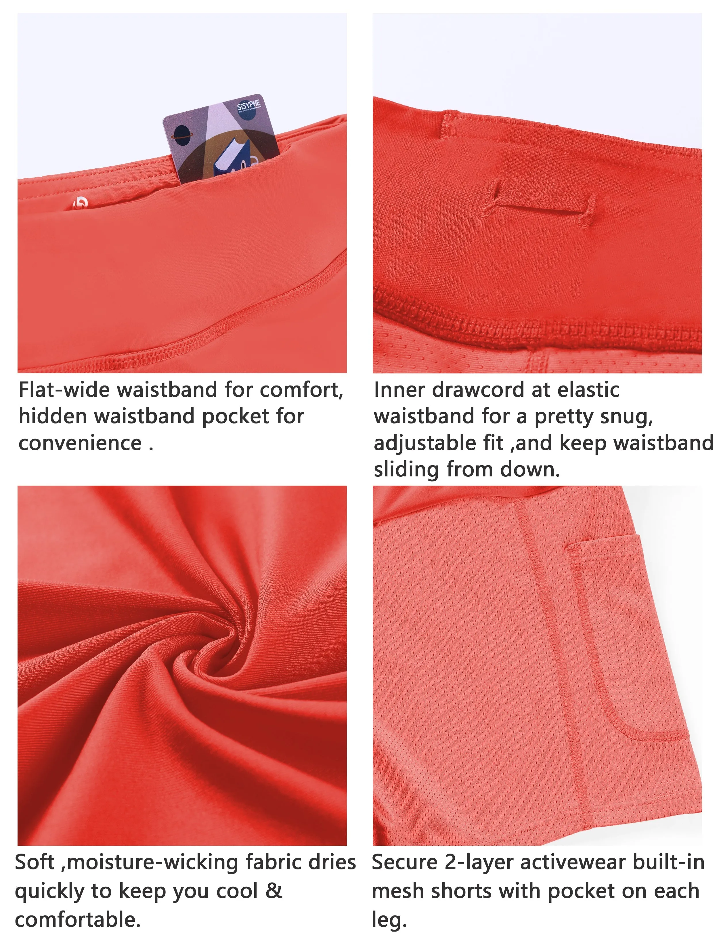 Athletic Tennis Golf Pleated Skort Awith Pocket Shorts coral_Running