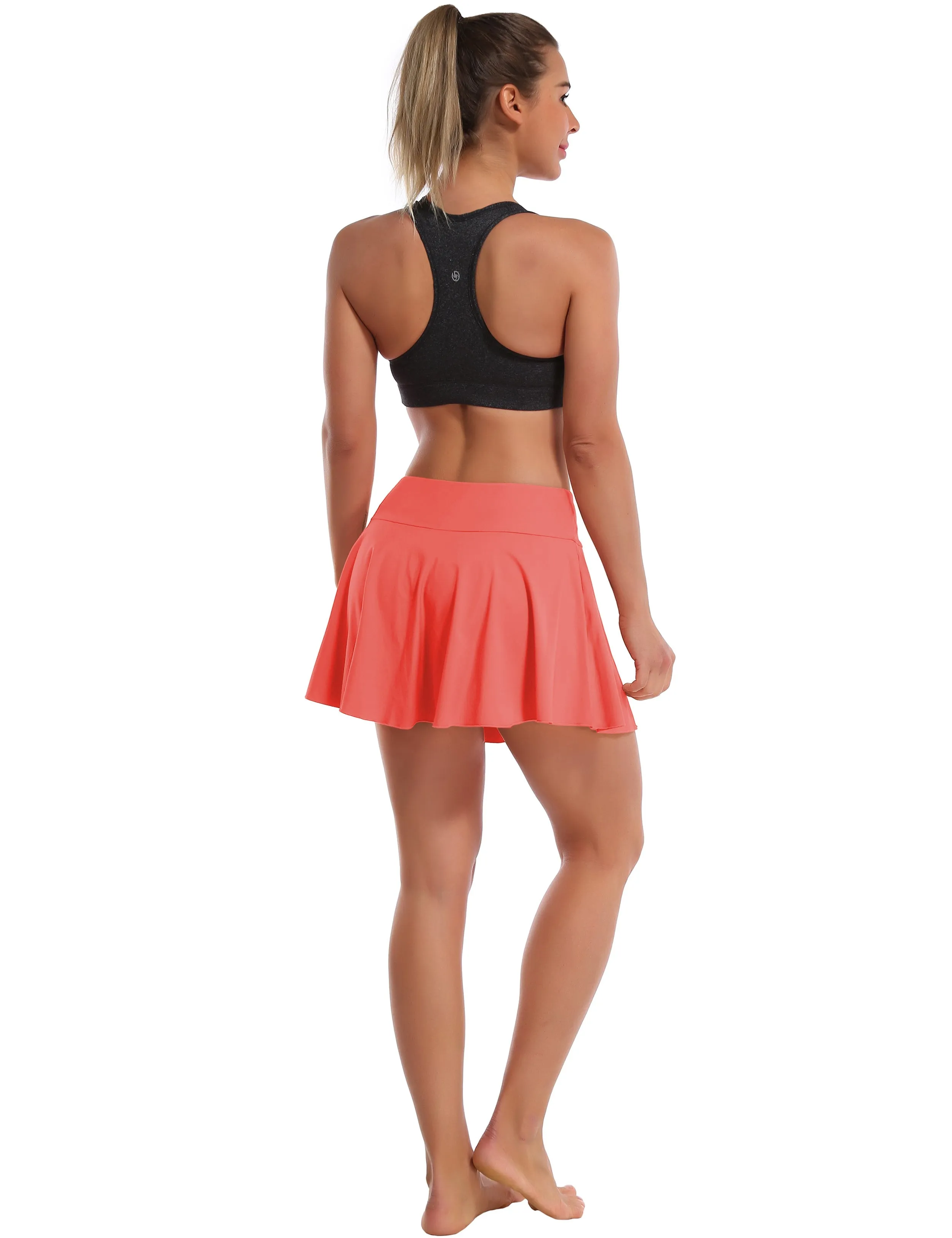Athletic Tennis Golf Pleated Skort Awith Pocket Shorts coral_Running