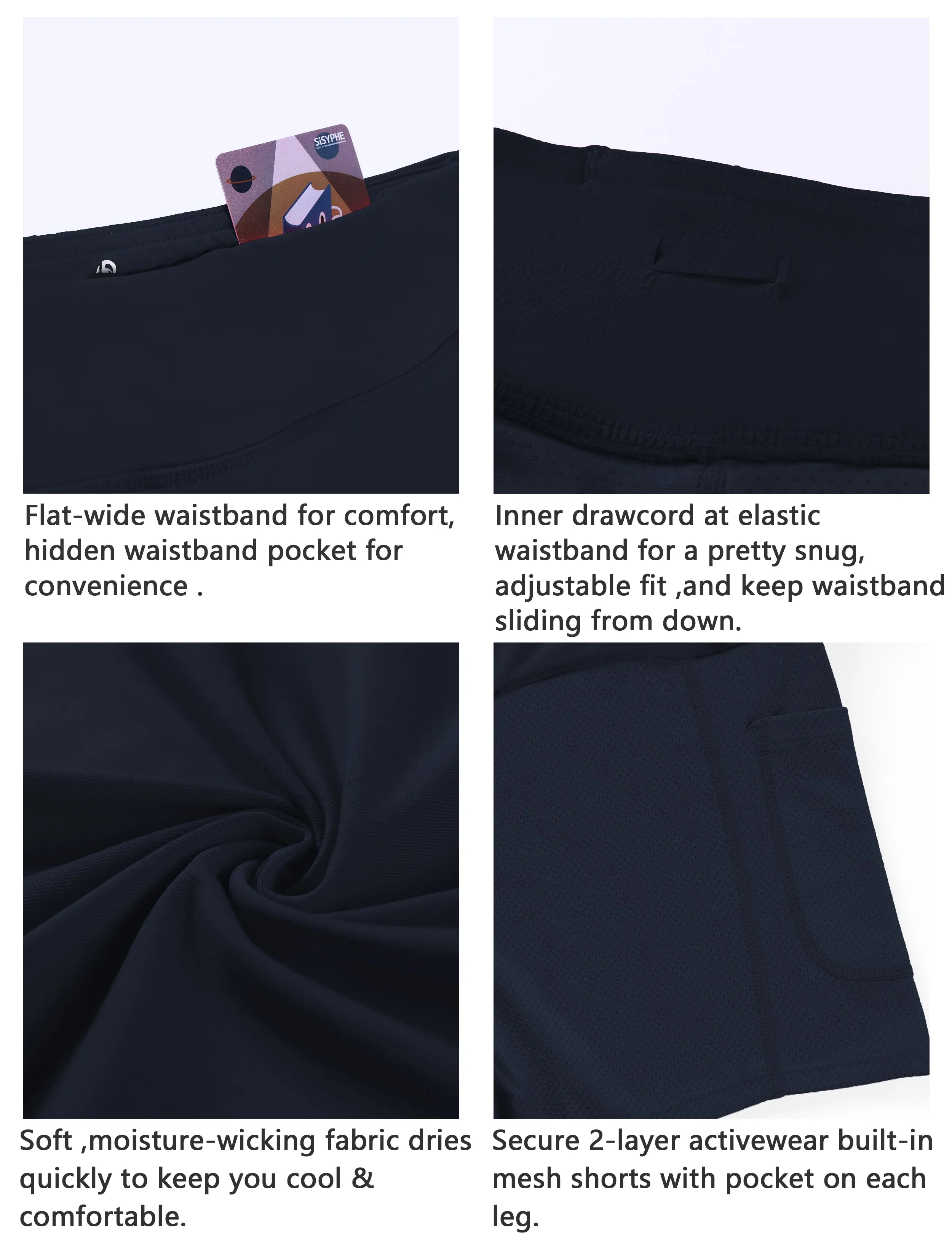 Athletic Tennis Golf Pleated Skort Awith Pocket Shorts darknavy_Running