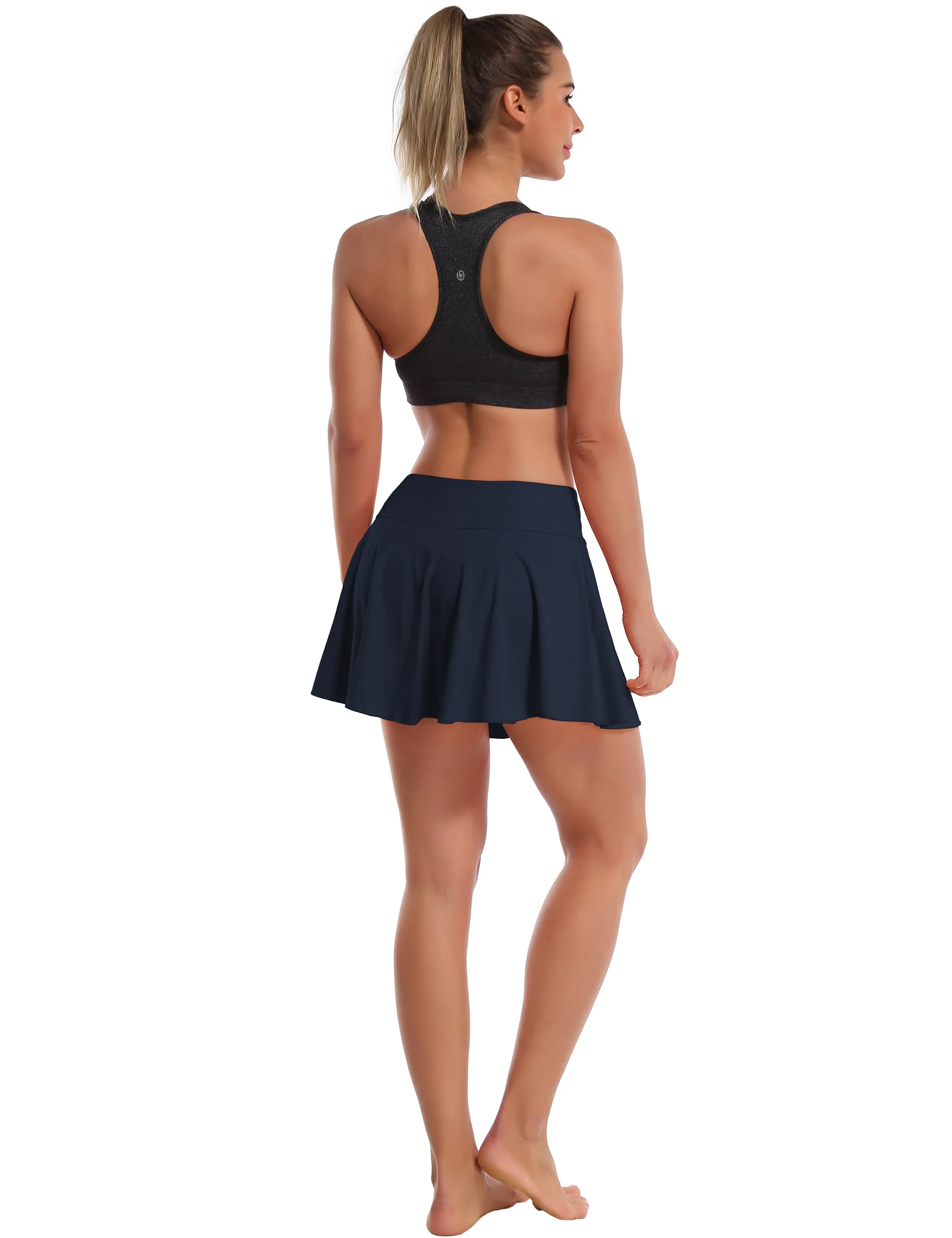 Athletic Tennis Golf Pleated Skort Awith Pocket Shorts darknavy_Running
