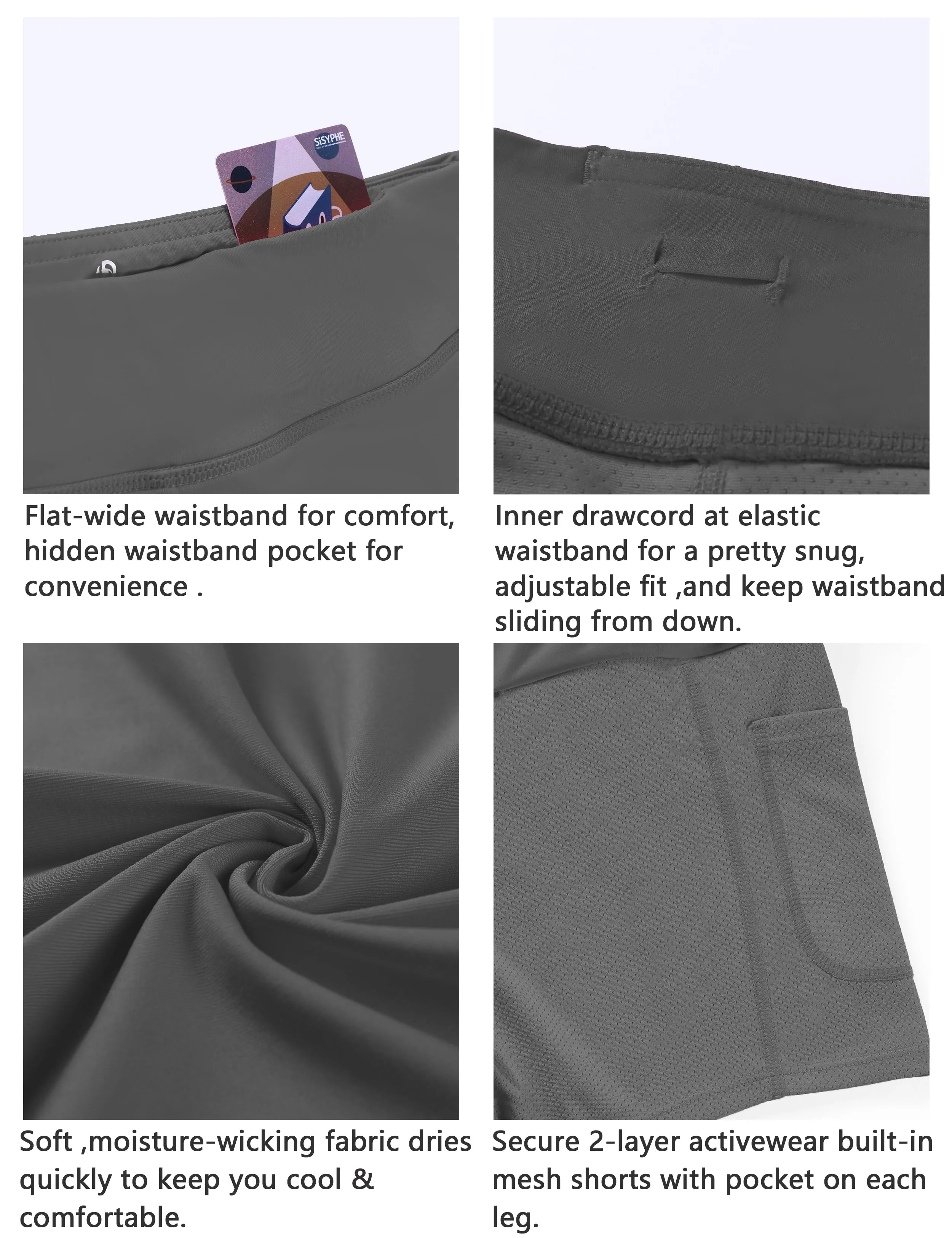Athletic Tennis Golf Pleated Skort with Pocket Shorts gray_Pilates