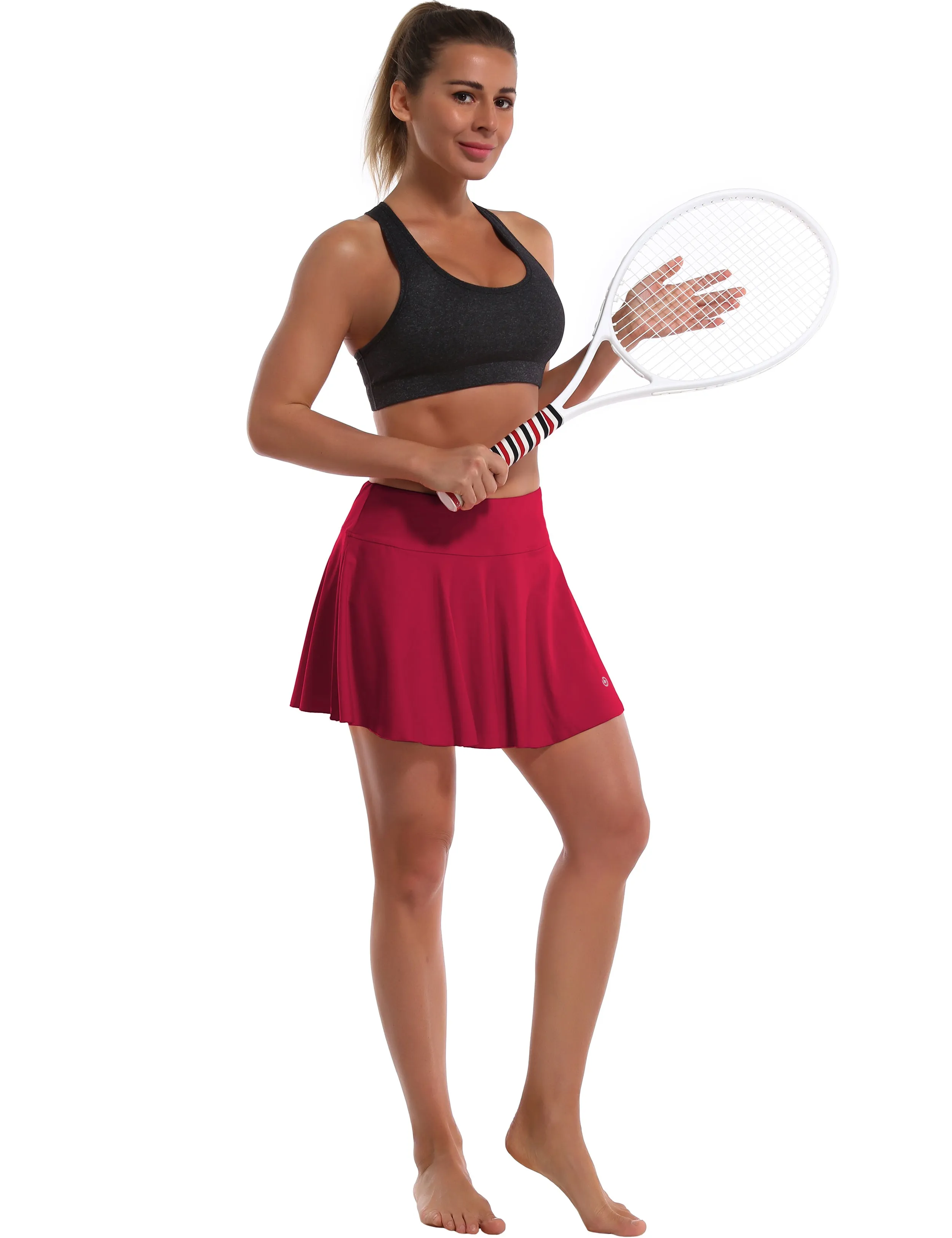 Athletic Tennis Golf Pleated Skort with Pocket Shorts rosecoral_Golf