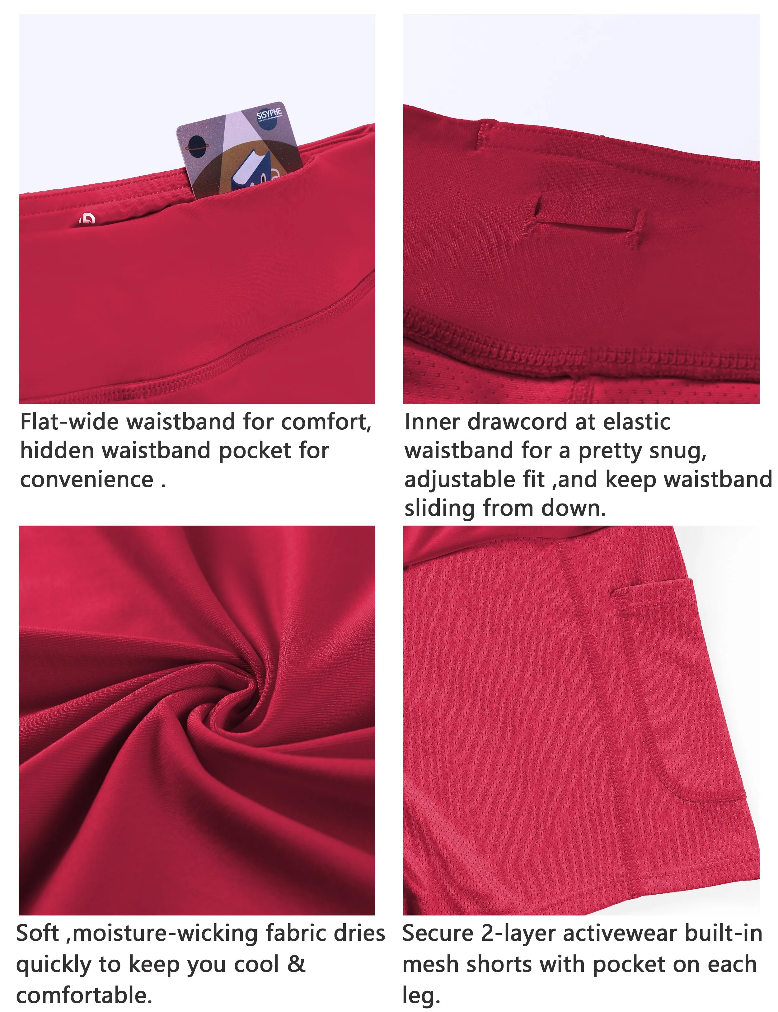 Athletic Tennis Golf Pleated Skort with Pocket Shorts rosecoral_yoga