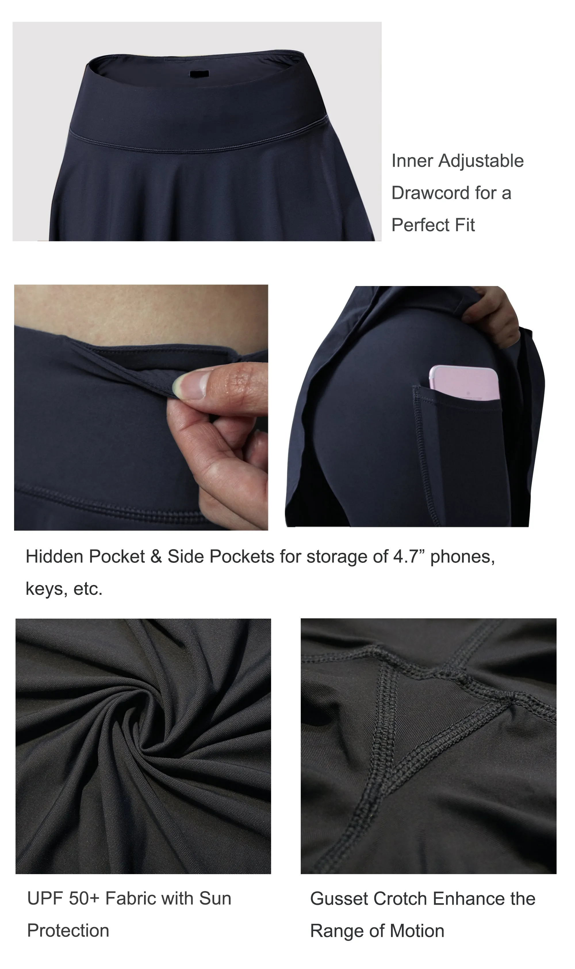 Athletic Tennis Golf Skort with Pocket Shorts darknavy_Biking