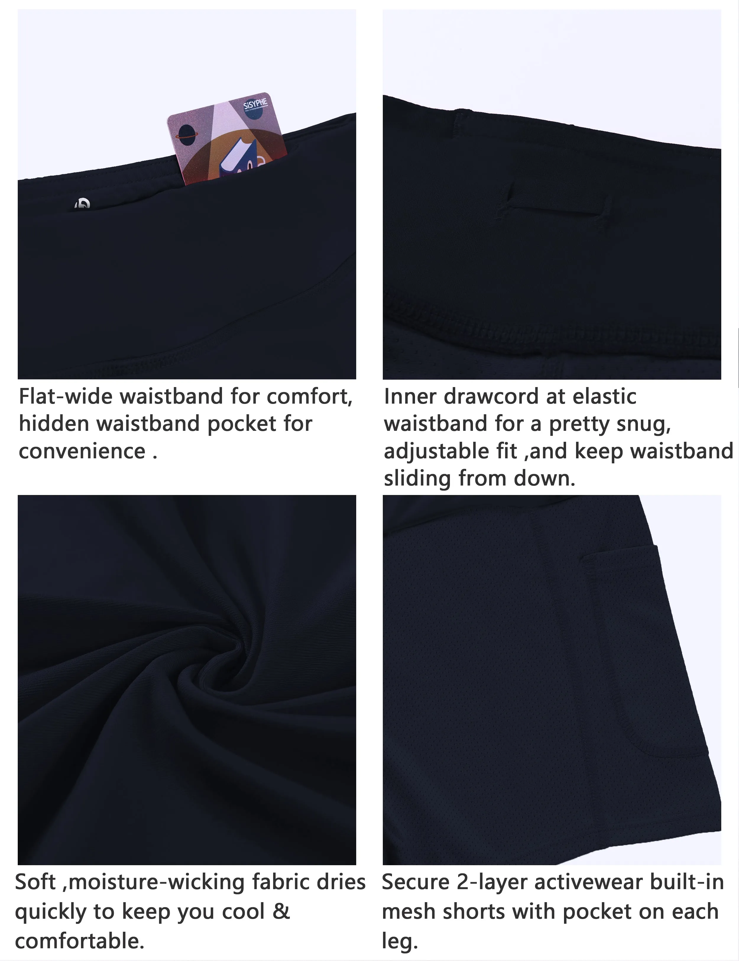 Athletic Tennis Golf Skort with Pocket Shorts darknavy_Running