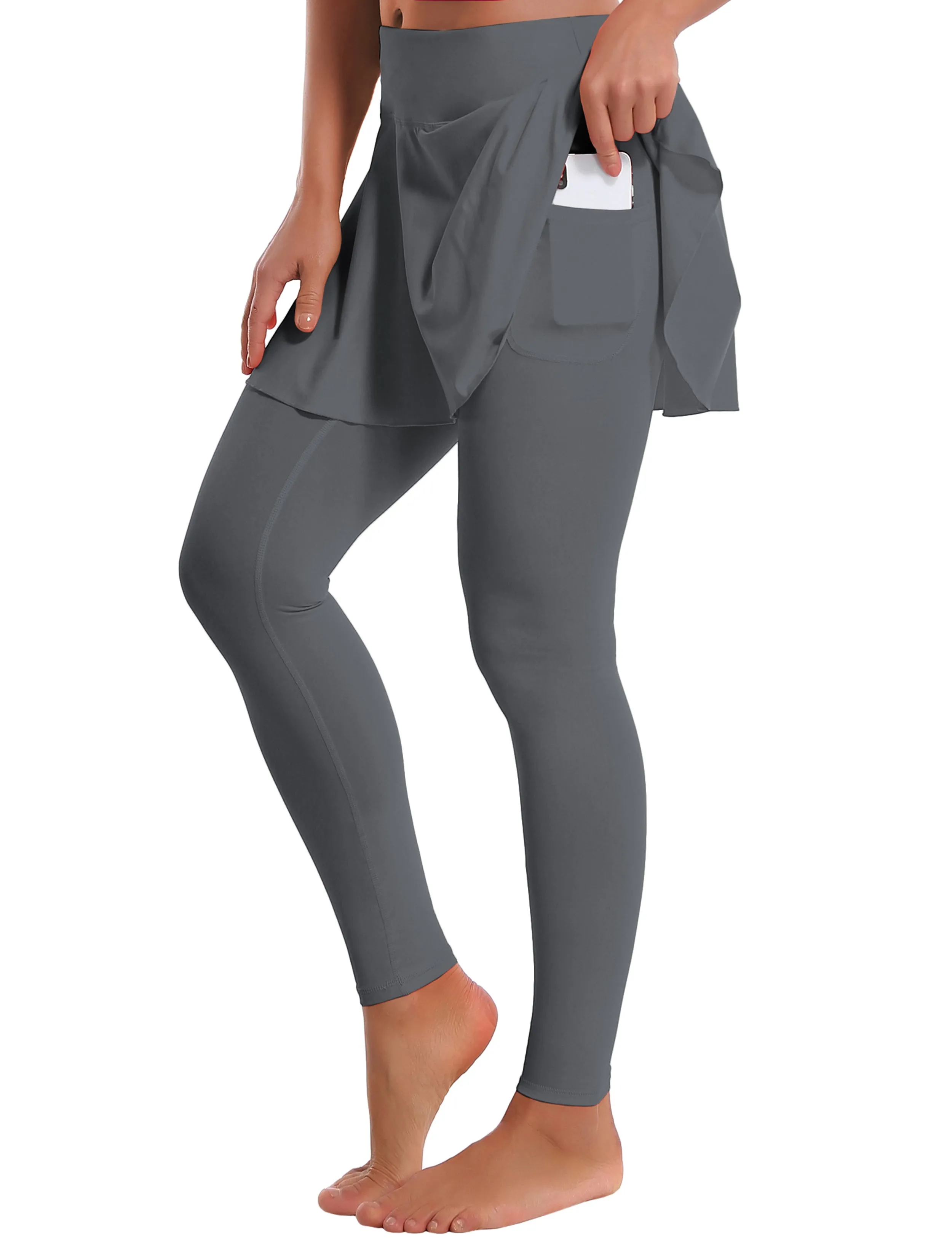 Athletic Tennis Golf Skort with Pocket Shorts gray_Running