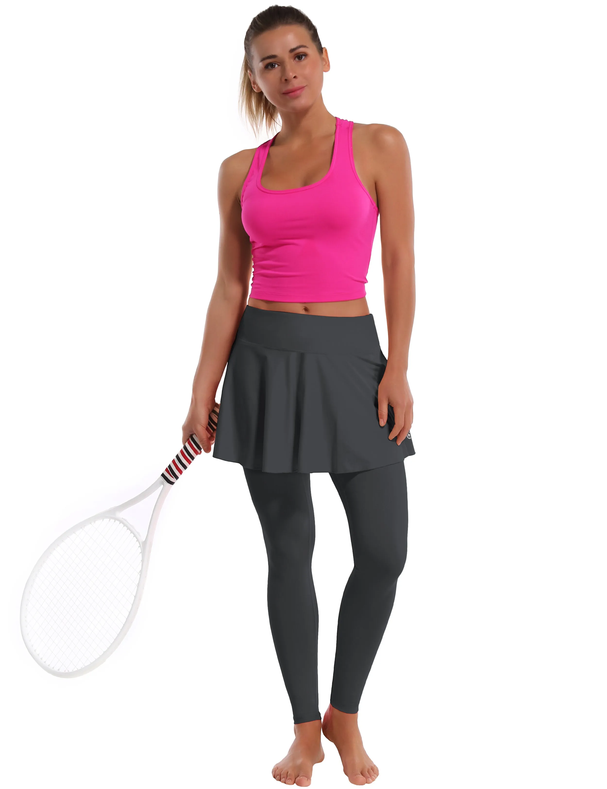 Athletic Tennis Golf Skort with Pocket Shorts shadowcharcoal_yoga