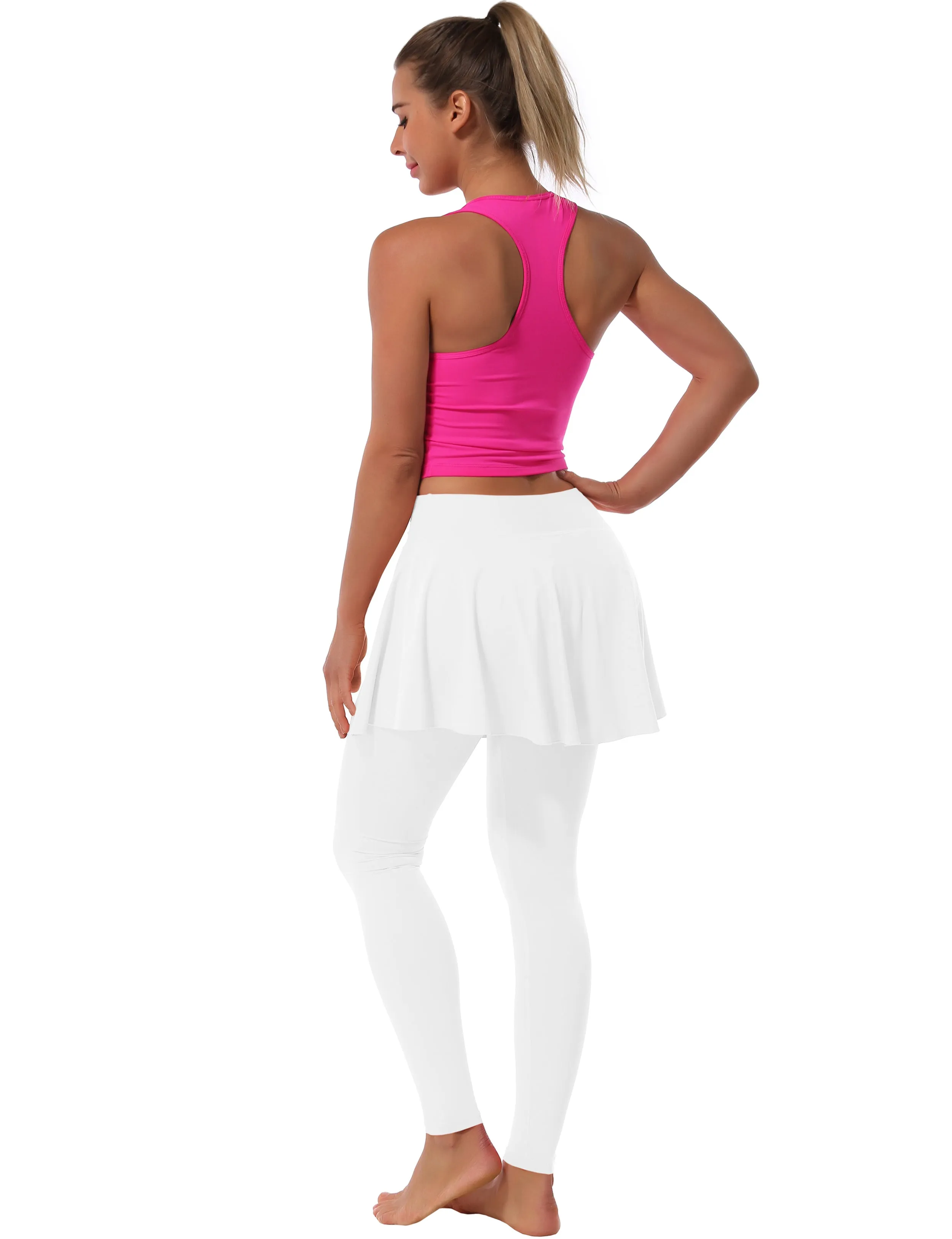 Athletic Tennis Golf Skort with Pocket Shorts white_Pilates