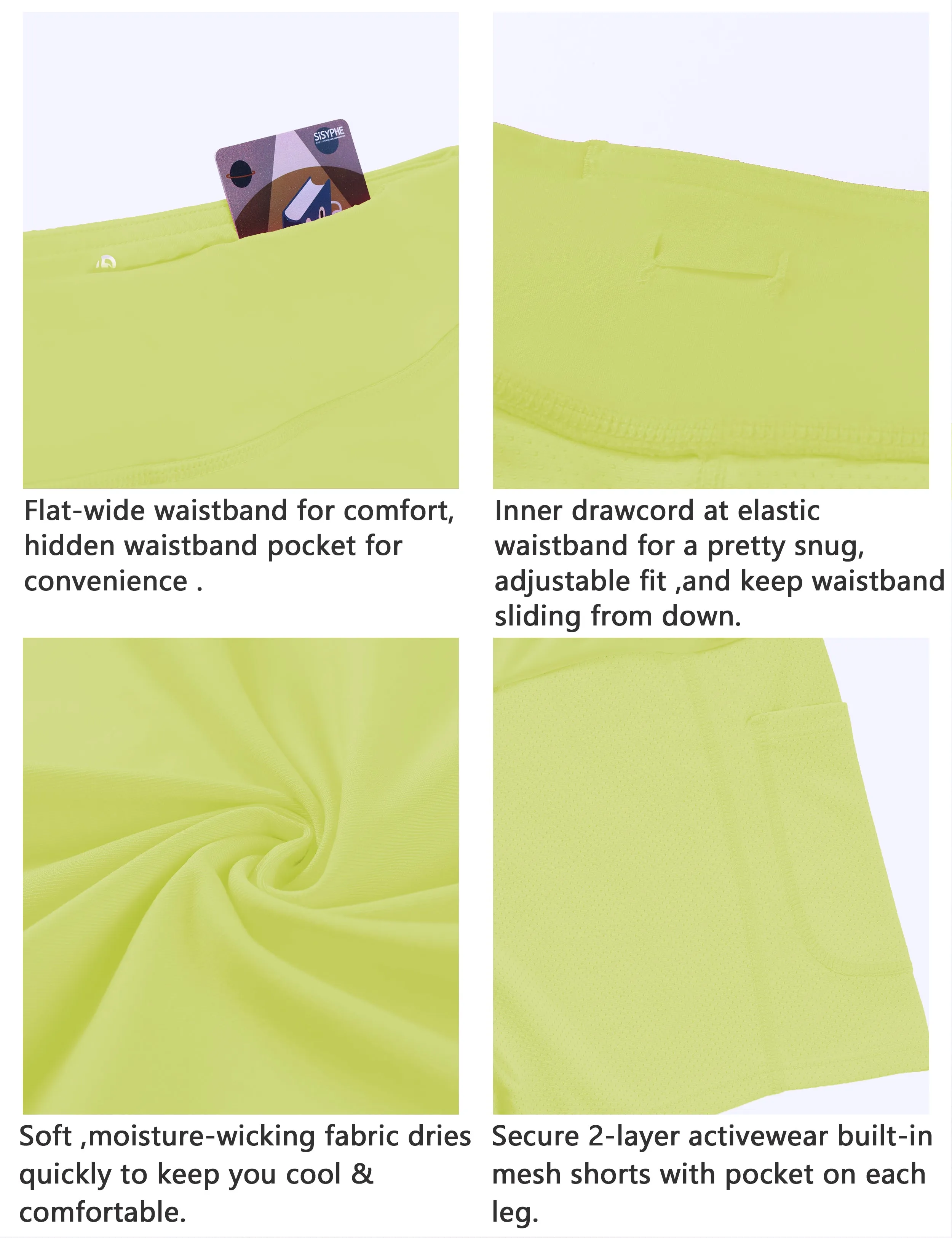 Athletic Tennis Golf Skort with Pockets Shorts neonyellow_yoga