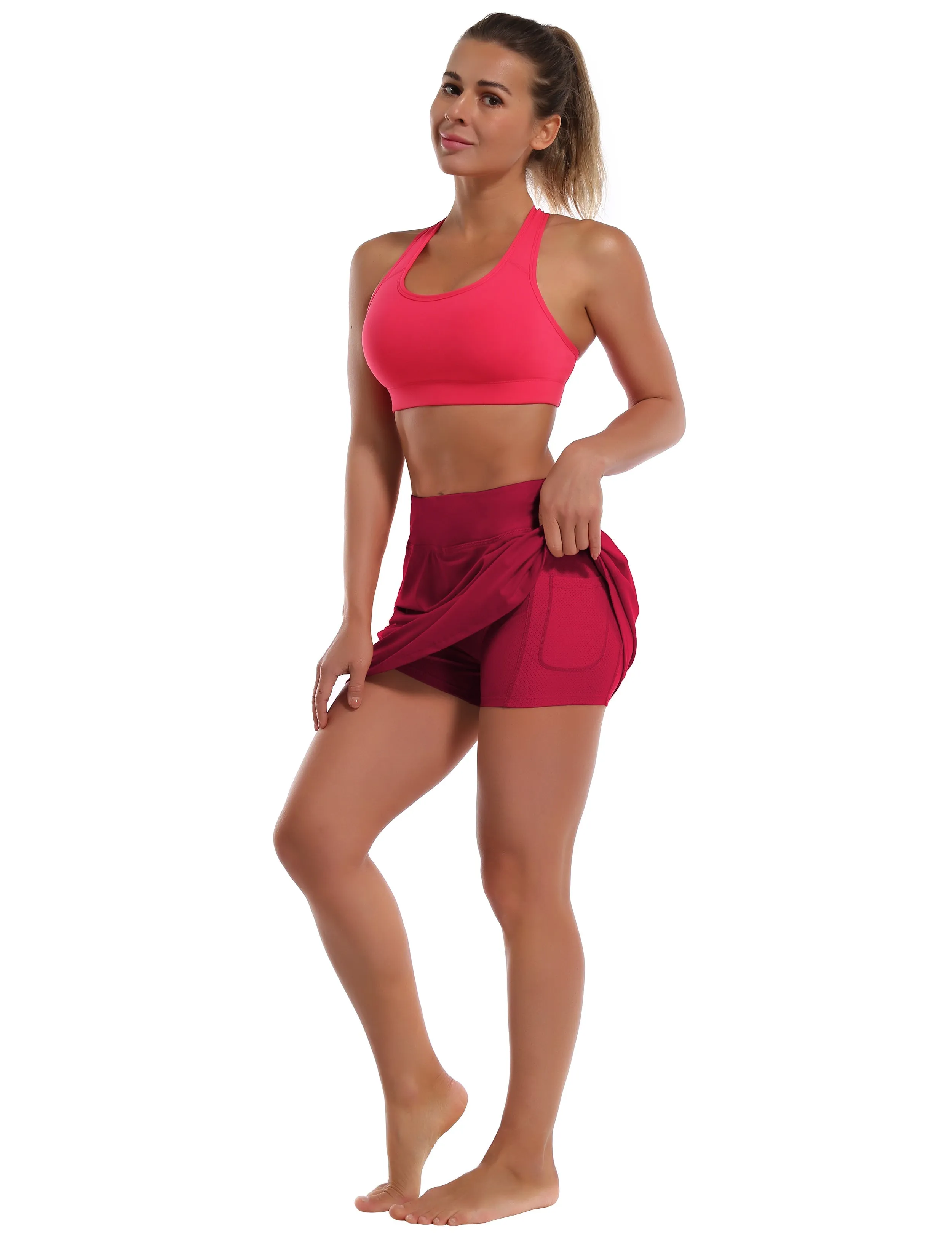 Athletic Tennis Golf Skort with Pockets Shorts rosecoral_Golf