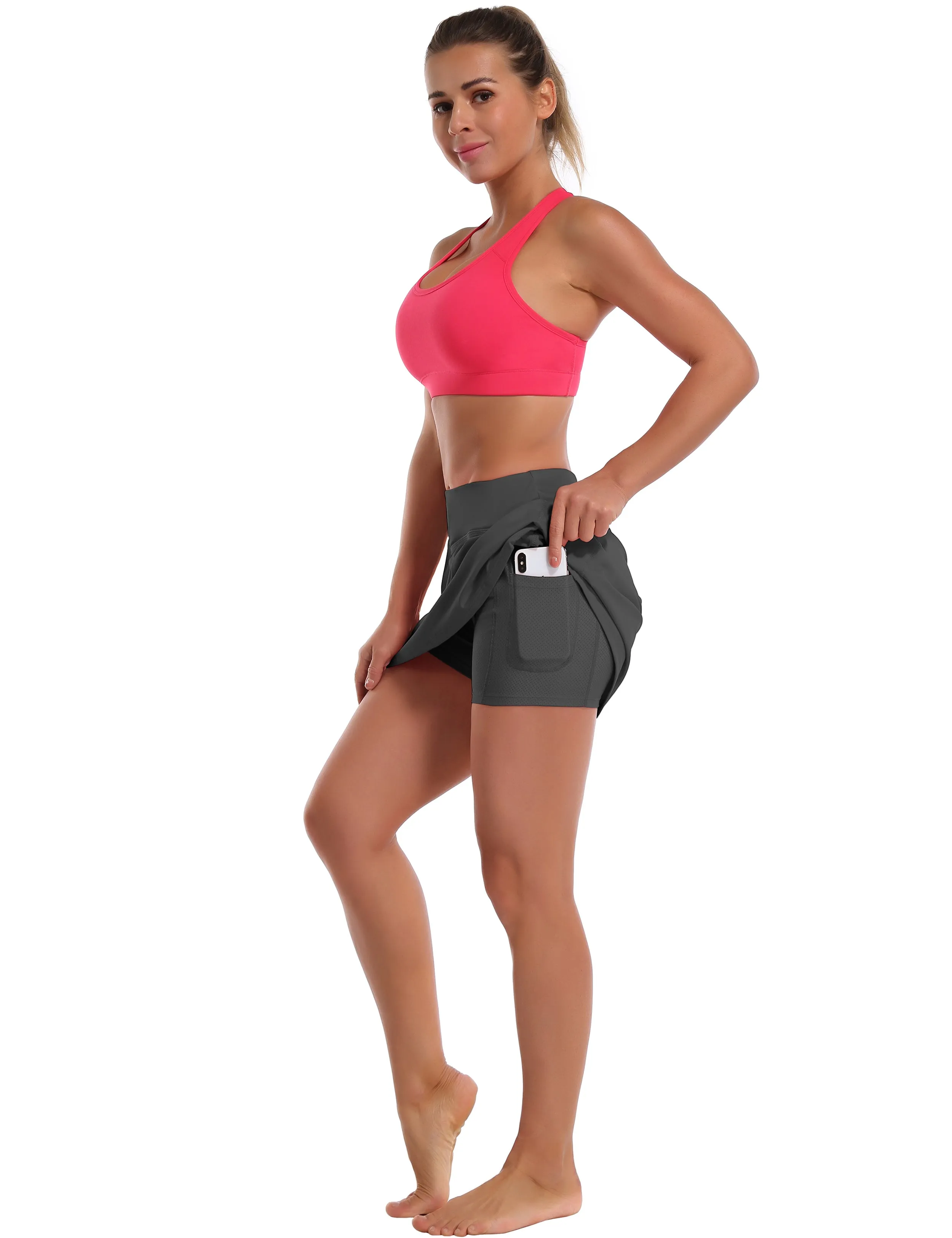 Athletic Tennis Golf Skort with Pockets Shorts shadowcharcoal ins_Golf