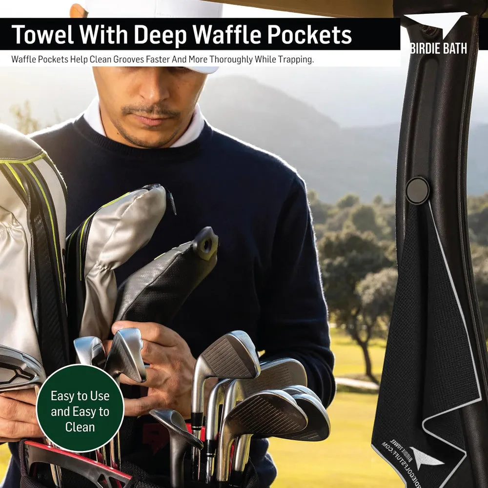 Birdie Golf: Birdie Bath - Black Magnetic Golf Towel with Premium Microfiber