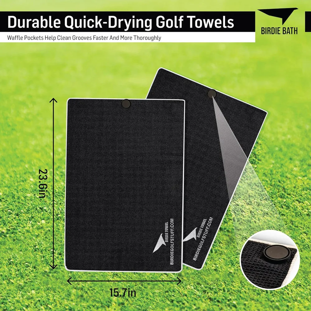 Birdie Golf: Birdie Bath - Black Magnetic Golf Towel with Premium Microfiber