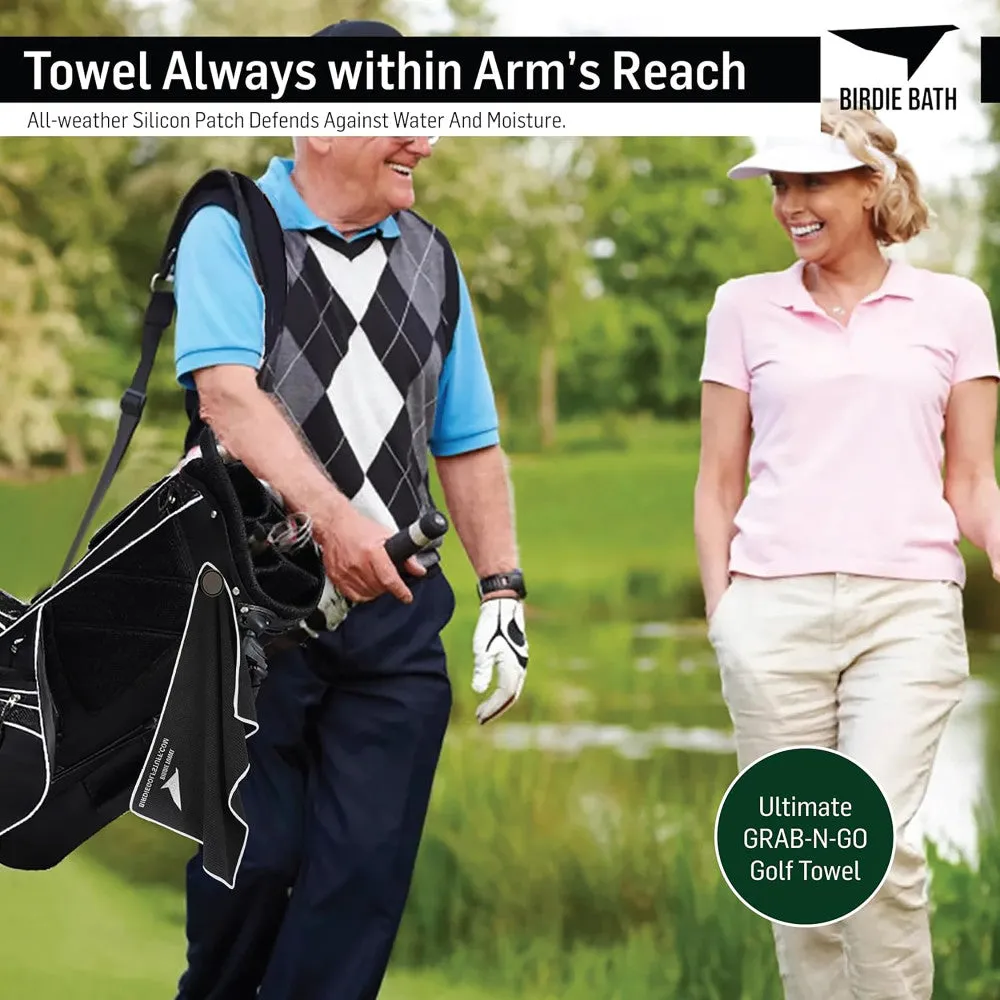 Birdie Golf: Birdie Bath - Black Magnetic Golf Towel with Premium Microfiber