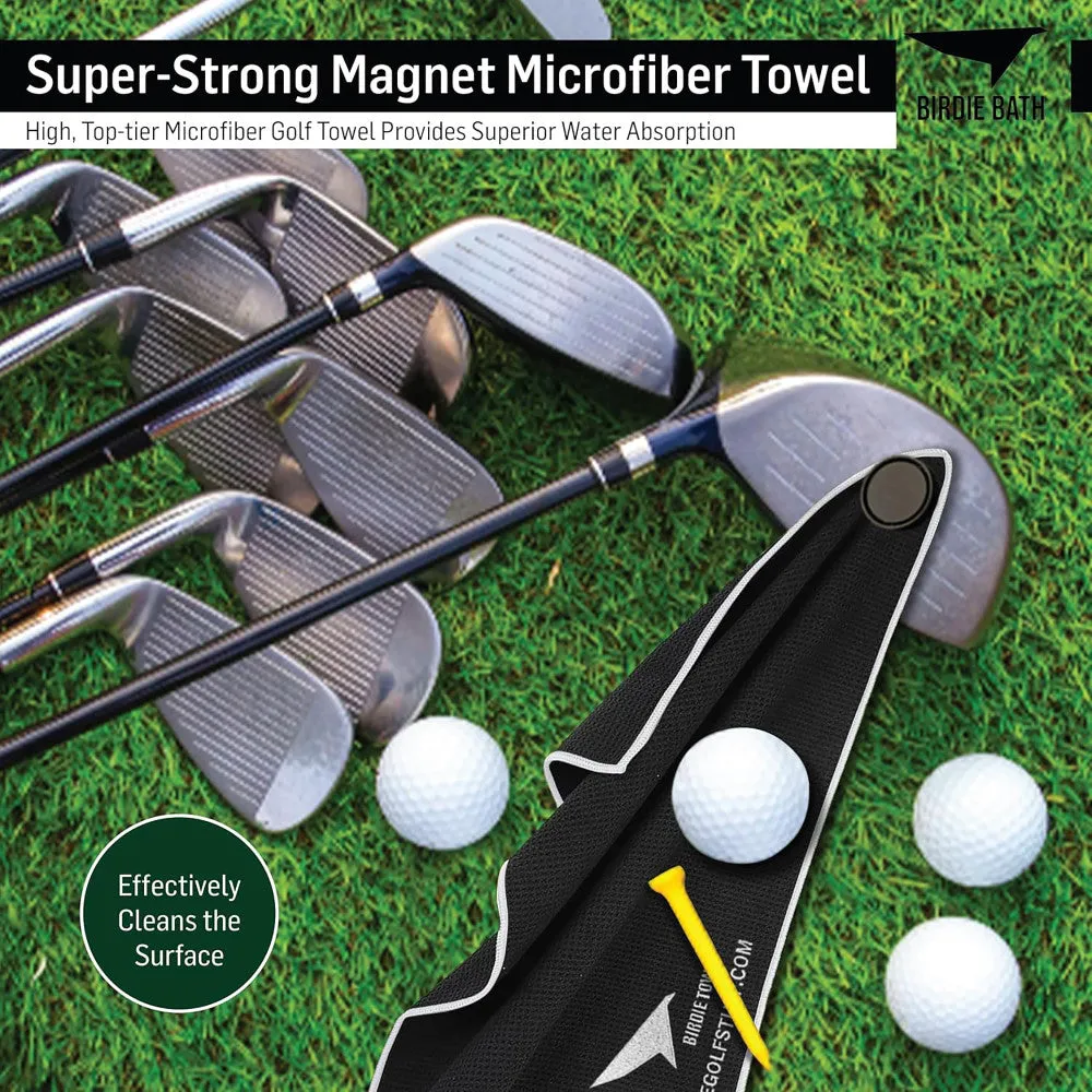 Birdie Golf: Birdie Bath - Black Magnetic Golf Towel with Premium Microfiber