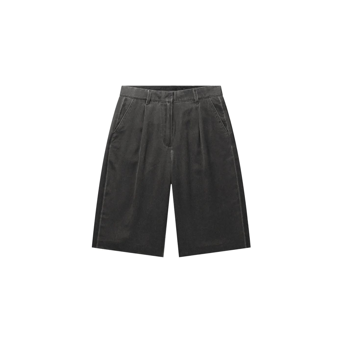 Black Oyster Satin Washed Short